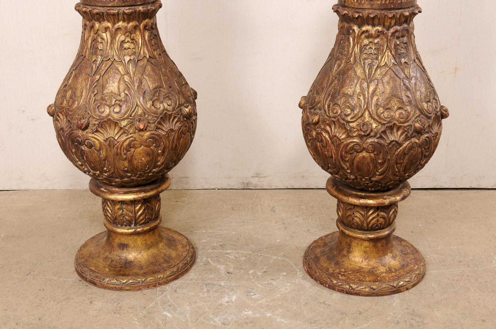Nice Pair of French Pots à Feu Finials, 5+ Ft Tall For Sale 1