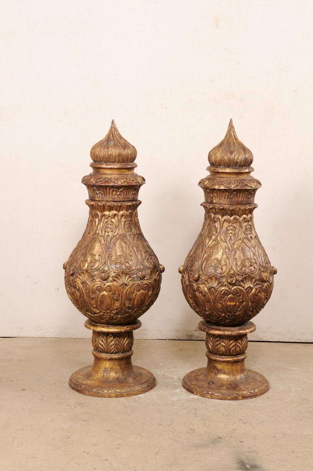Nice Pair of French Pots à Feu Finials, 5+ Ft Tall For Sale 4