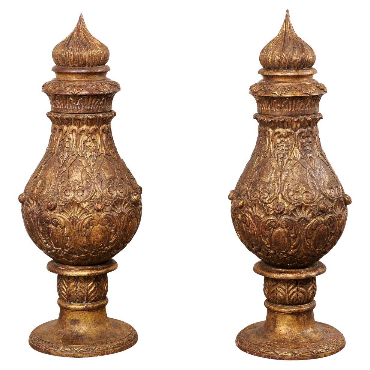 Nice Pair of French Pots à Feu Finials, 5+ Ft Tall For Sale