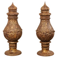 Nice Pair of French Pots à Feu Finials, 5+ Ft Tall