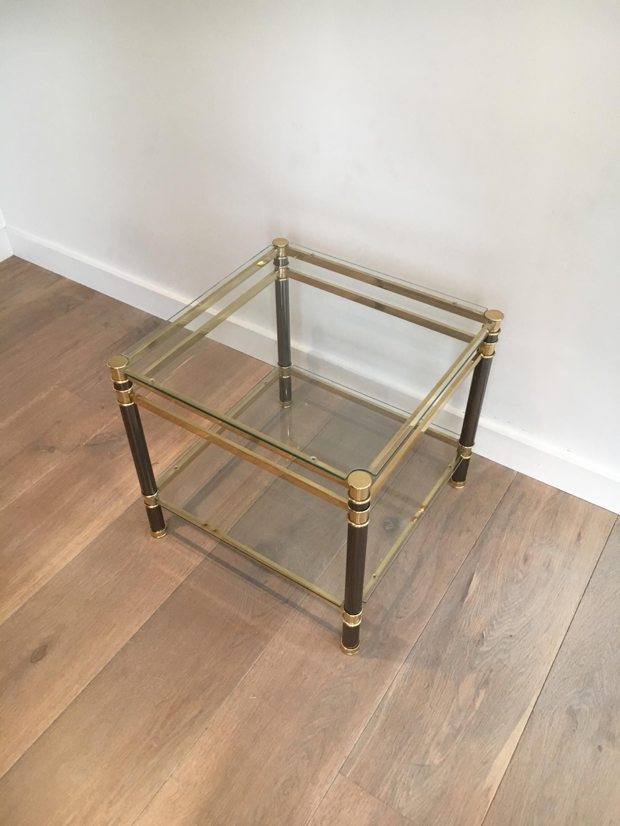 Nice Pair of Gun Metal and Brass Side Tables, circa 1970 For Sale 10