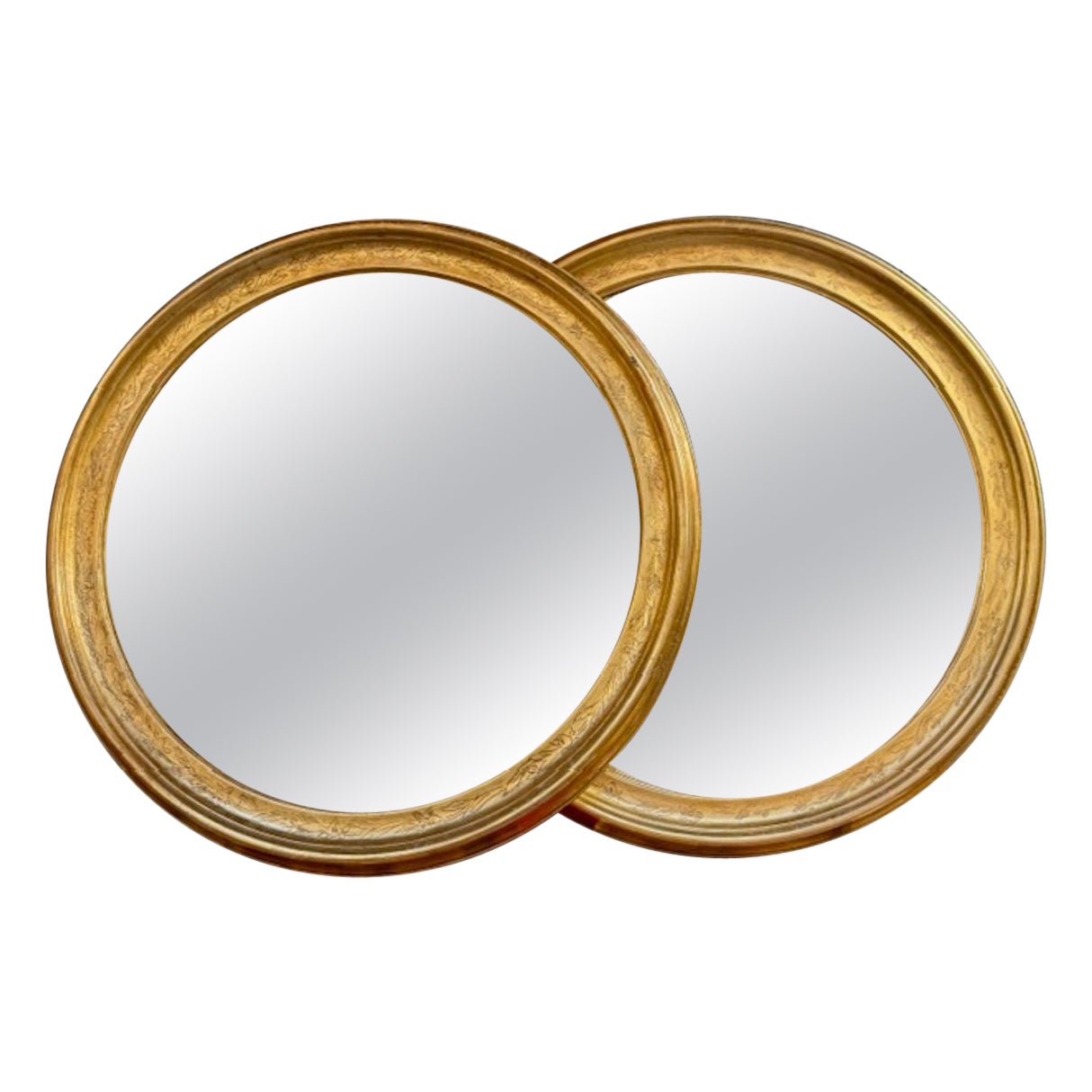 Bonito par de espejos de madera dorada estilo Louis Philippe de fabricación italiana