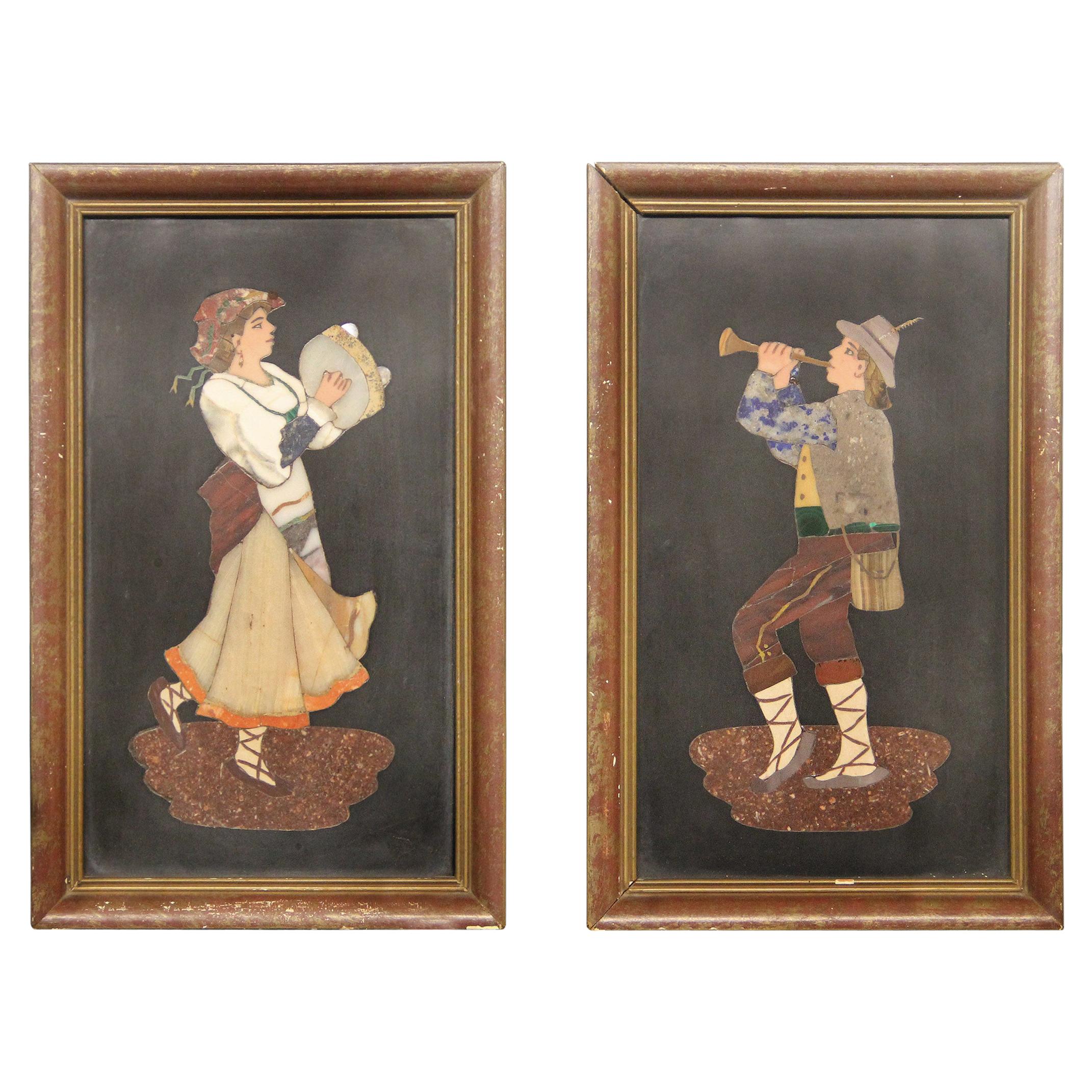 Nice Pair of Late 19th-Early 20th Century Italian Pietra Dura Plaques