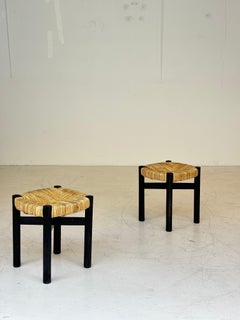 Nice pair of Meribel stools by Charlotte Perriand, original black colors