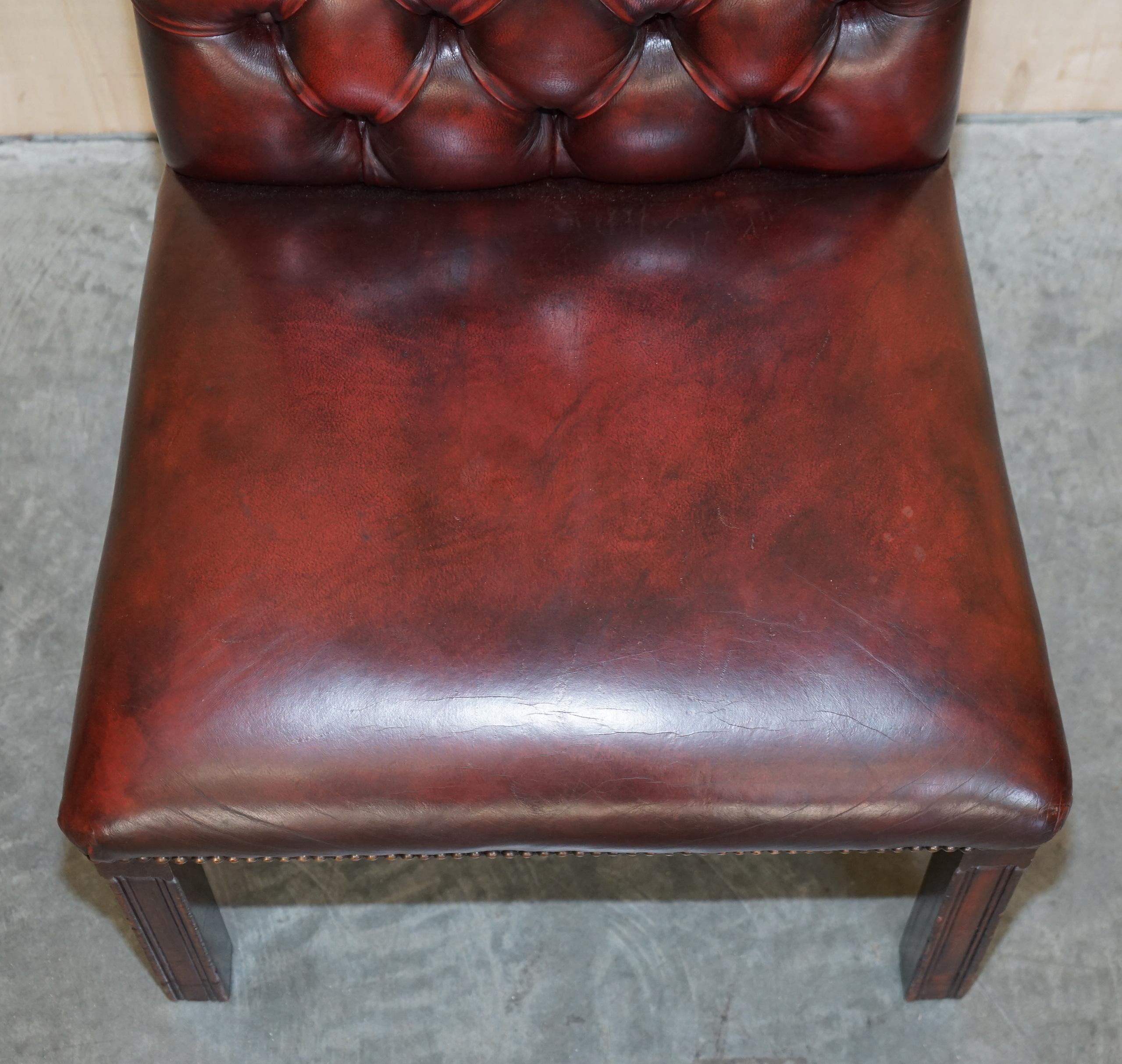 Nice Pair of Oxblood Leather Vintage Chesterfield Gainsborough Side Chairs For Sale 10