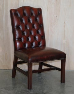 Nice Pair of Oxblood Leather Vintage Chesterfield Gainsborough Side Chairs