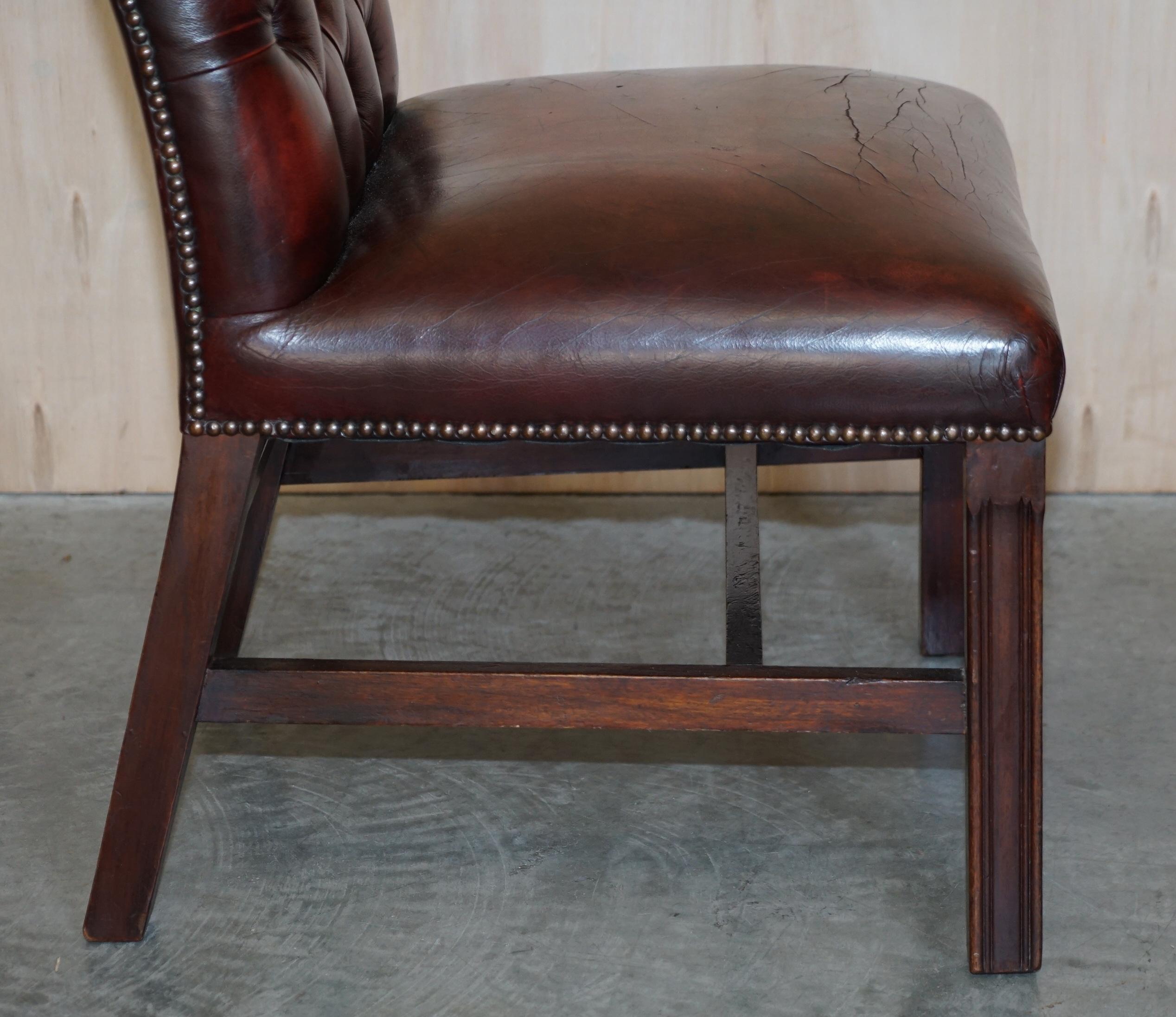 Nice Pair of Oxblood Leather Vintage Chesterfield Gainsborough Side Chairs For Sale 3