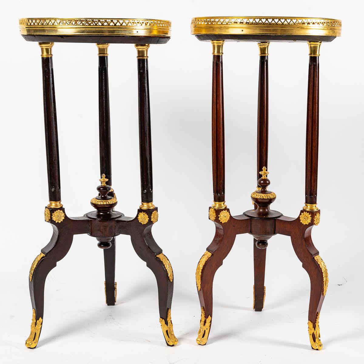 Bronze Nice Pair of Pedestal Tables Napoleon III Period, XIXth Century