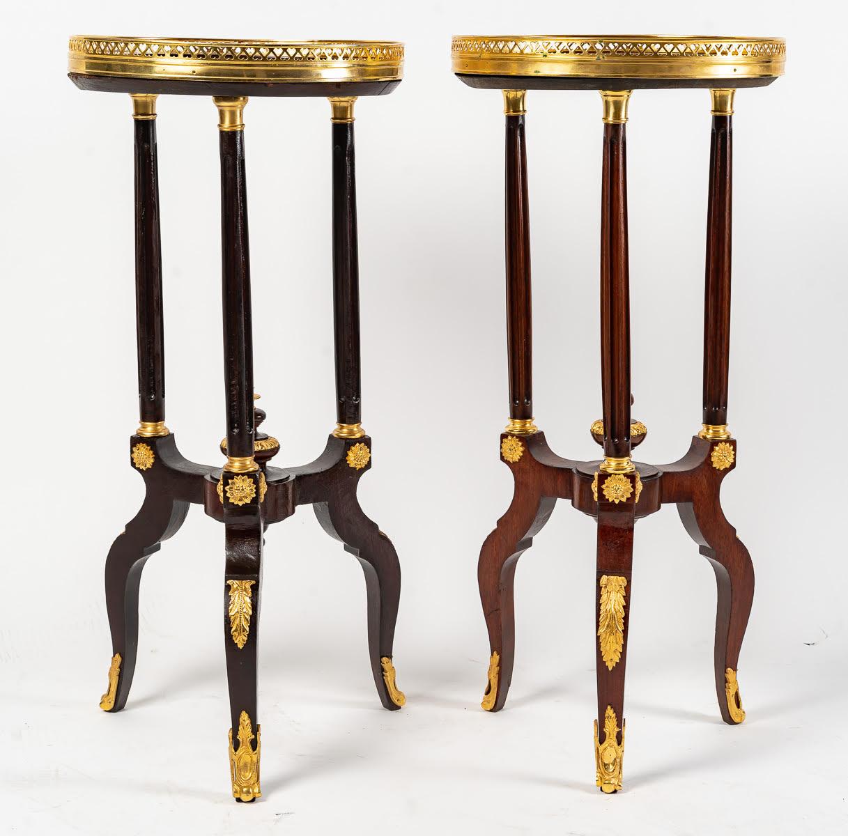 Nice Pair of Pedestal Tables Napoleon III Period, XIXth Century 2