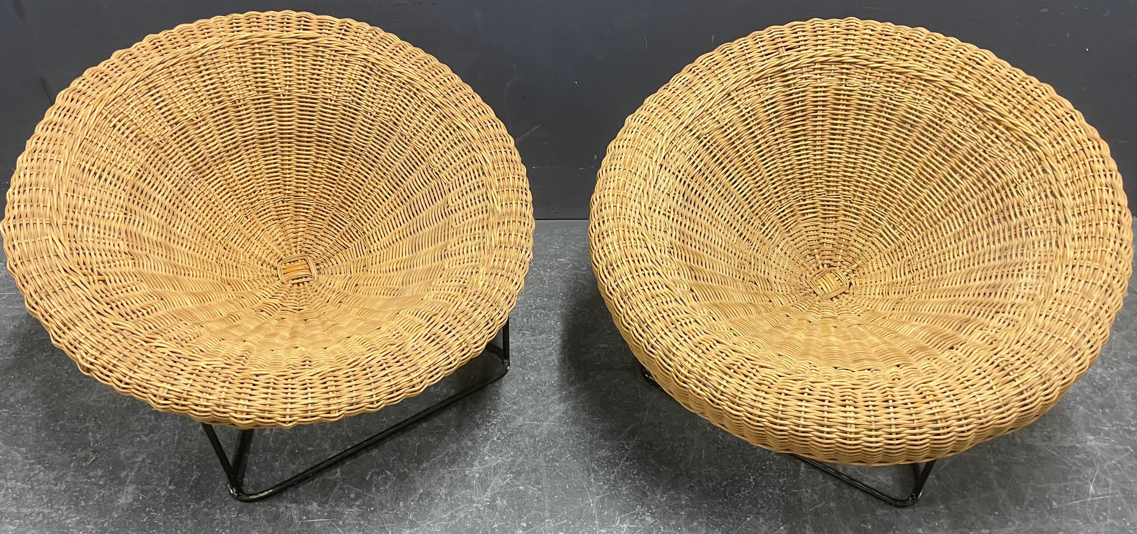 Italian nice pair of roberto mango cane chairs For Sale