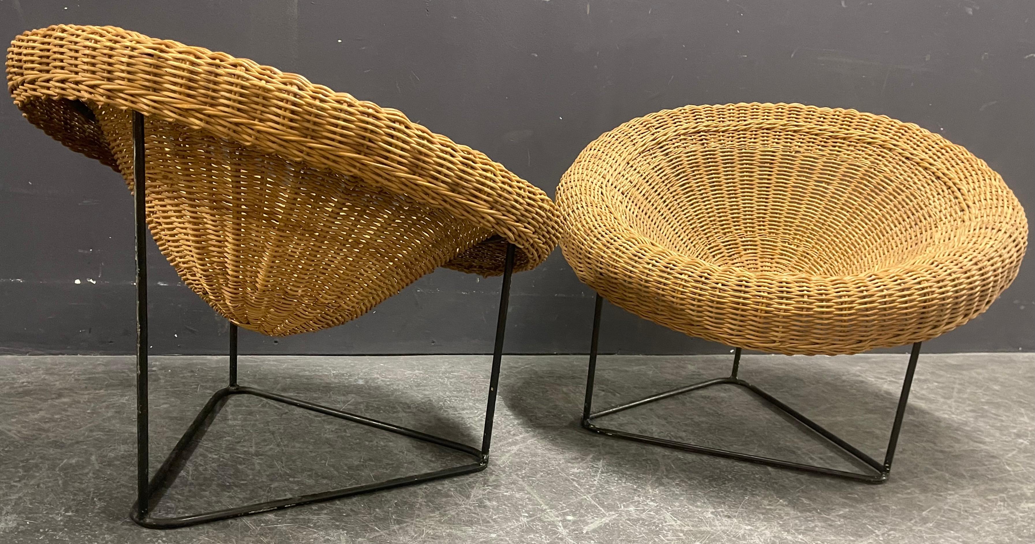 nice pair of roberto mango cane chairs For Sale 1