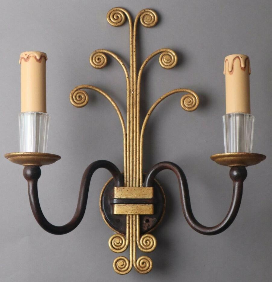 Nice pair of wall  lamps by Maison Baguès For Sale 4