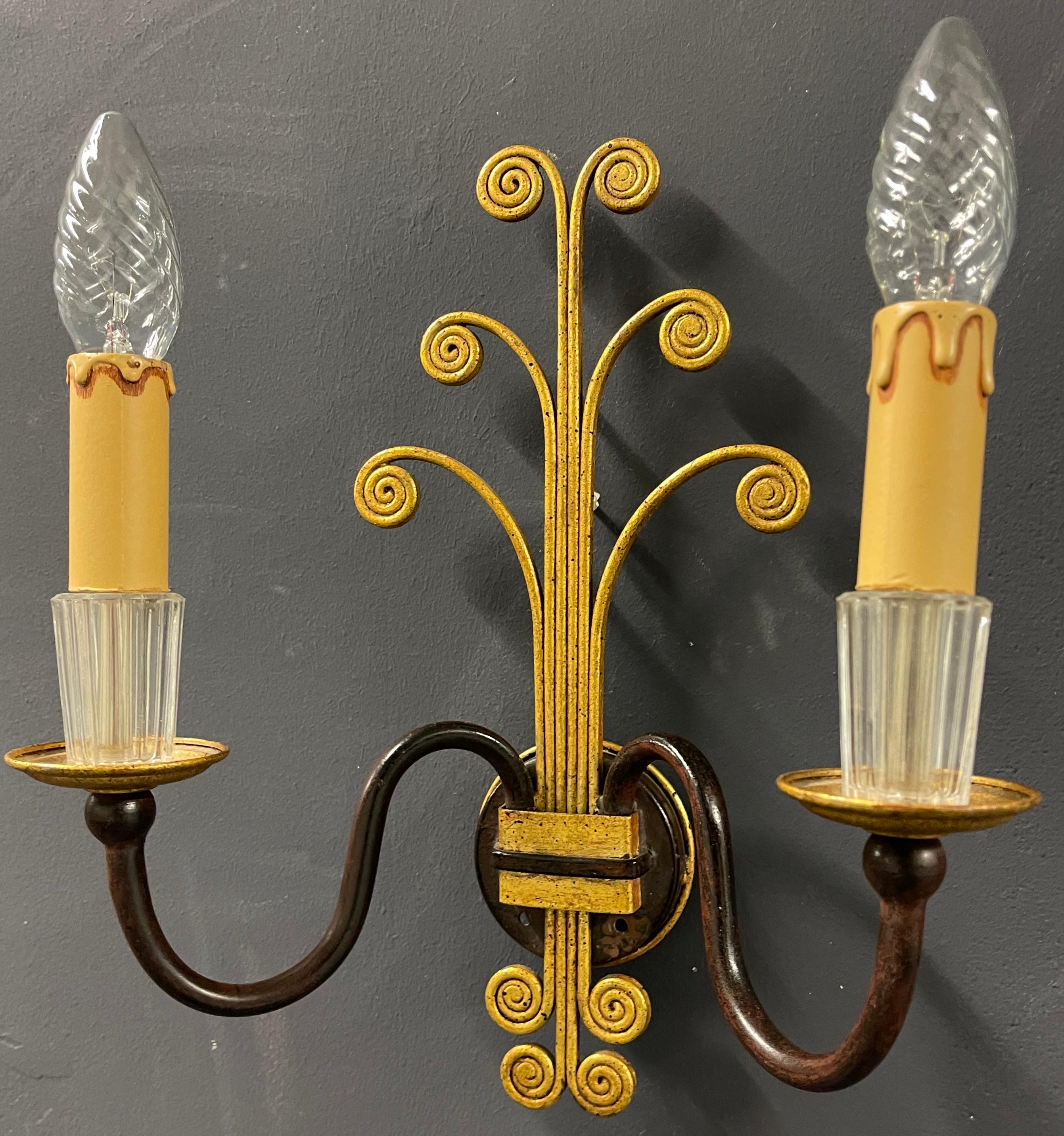 Nice pair of wall  lamps by Maison Baguès For Sale 7