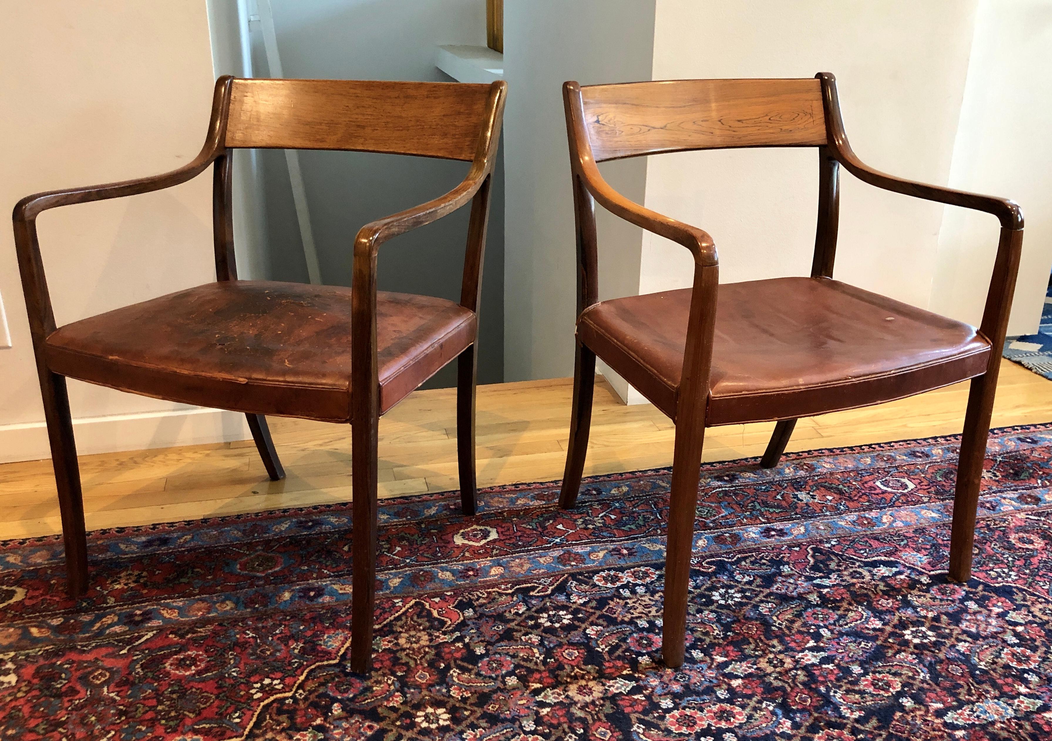 Nice Pair of Ole Wanscher Rosewood Armchairs for AJ Iversen For Sale 8