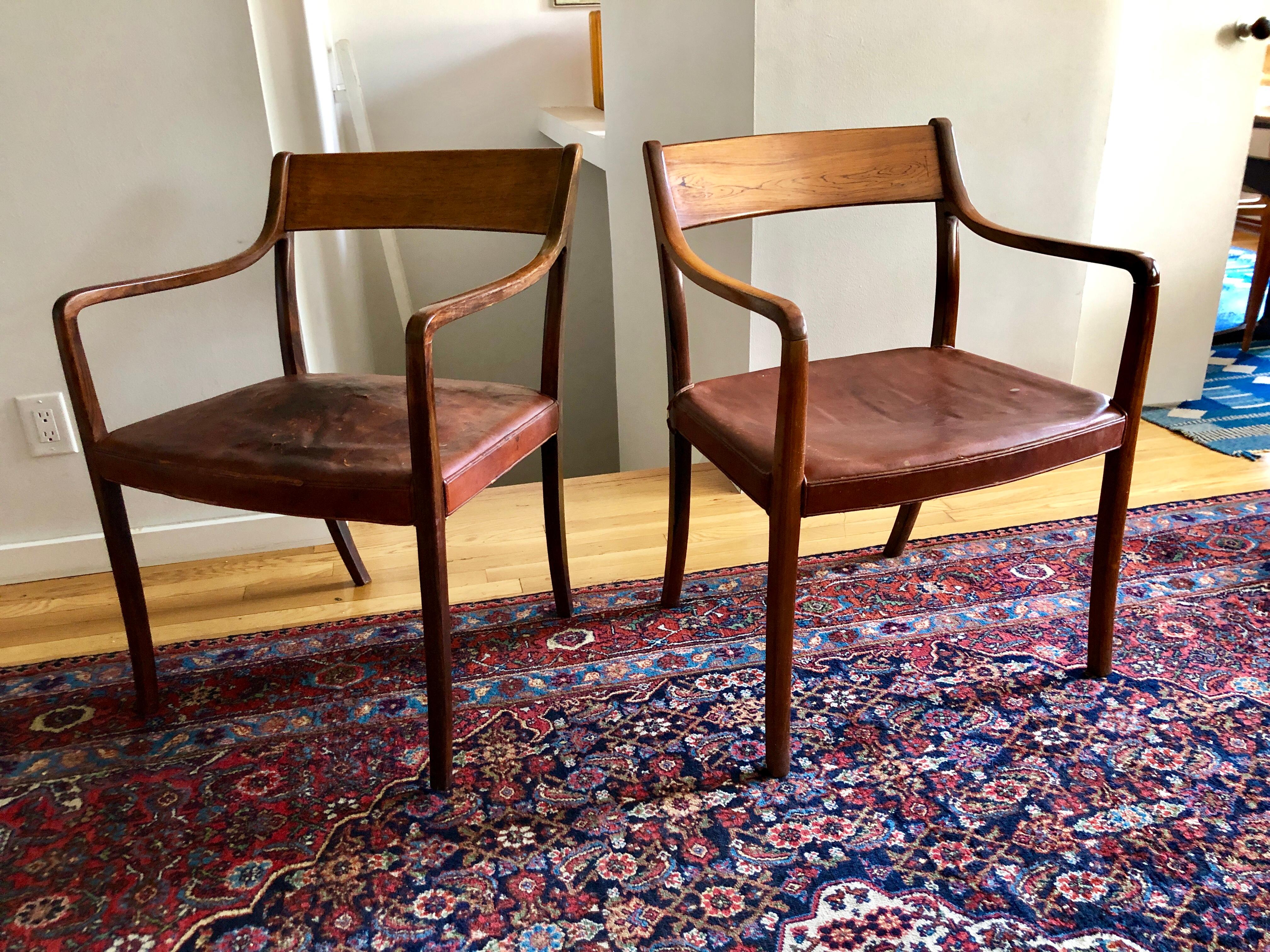 Nice Pair of Ole Wanscher Rosewood Armchairs for AJ Iversen For Sale 9