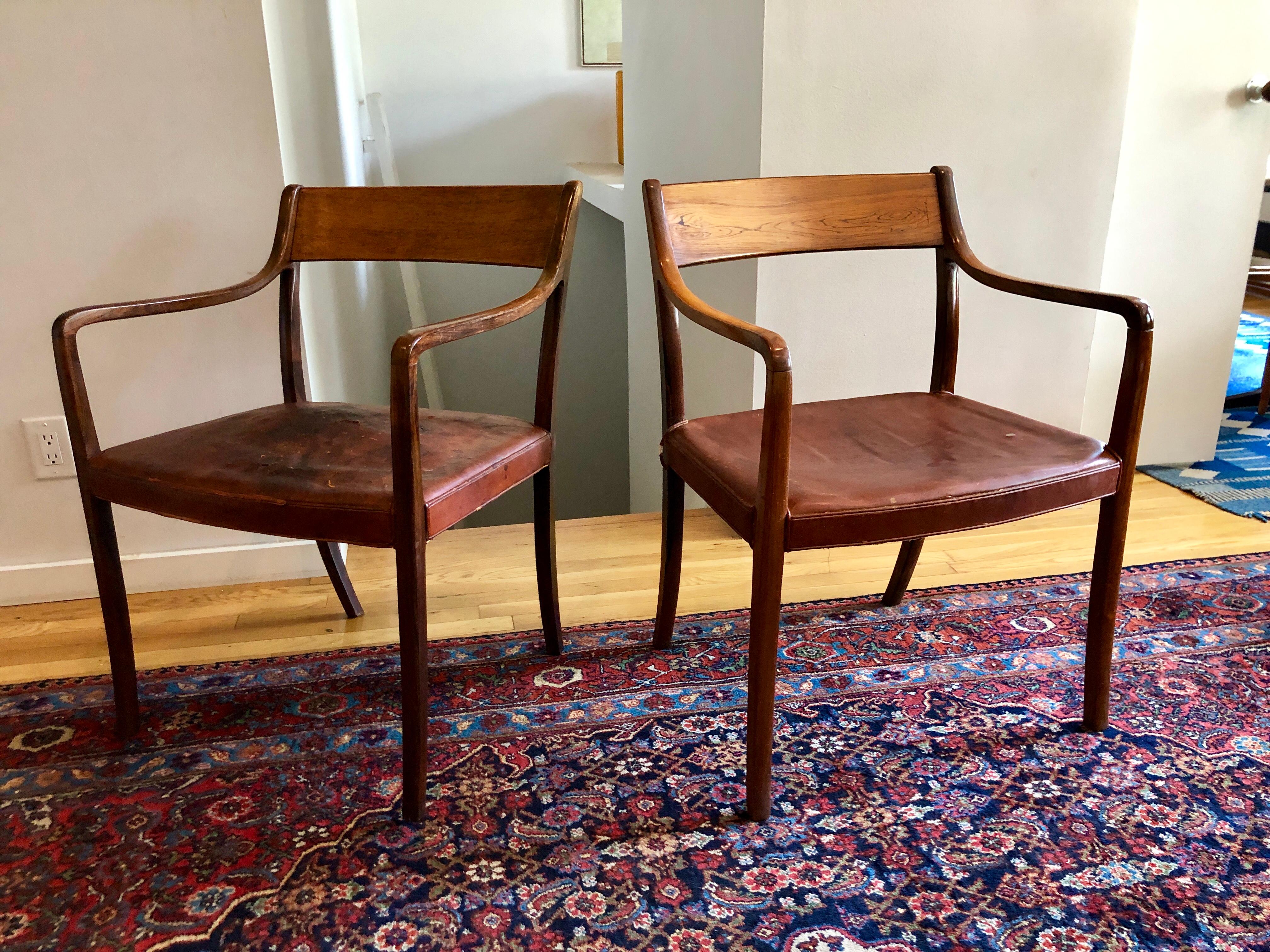 Nice Pair of Ole Wanscher Rosewood Armchairs for AJ Iversen For Sale 11