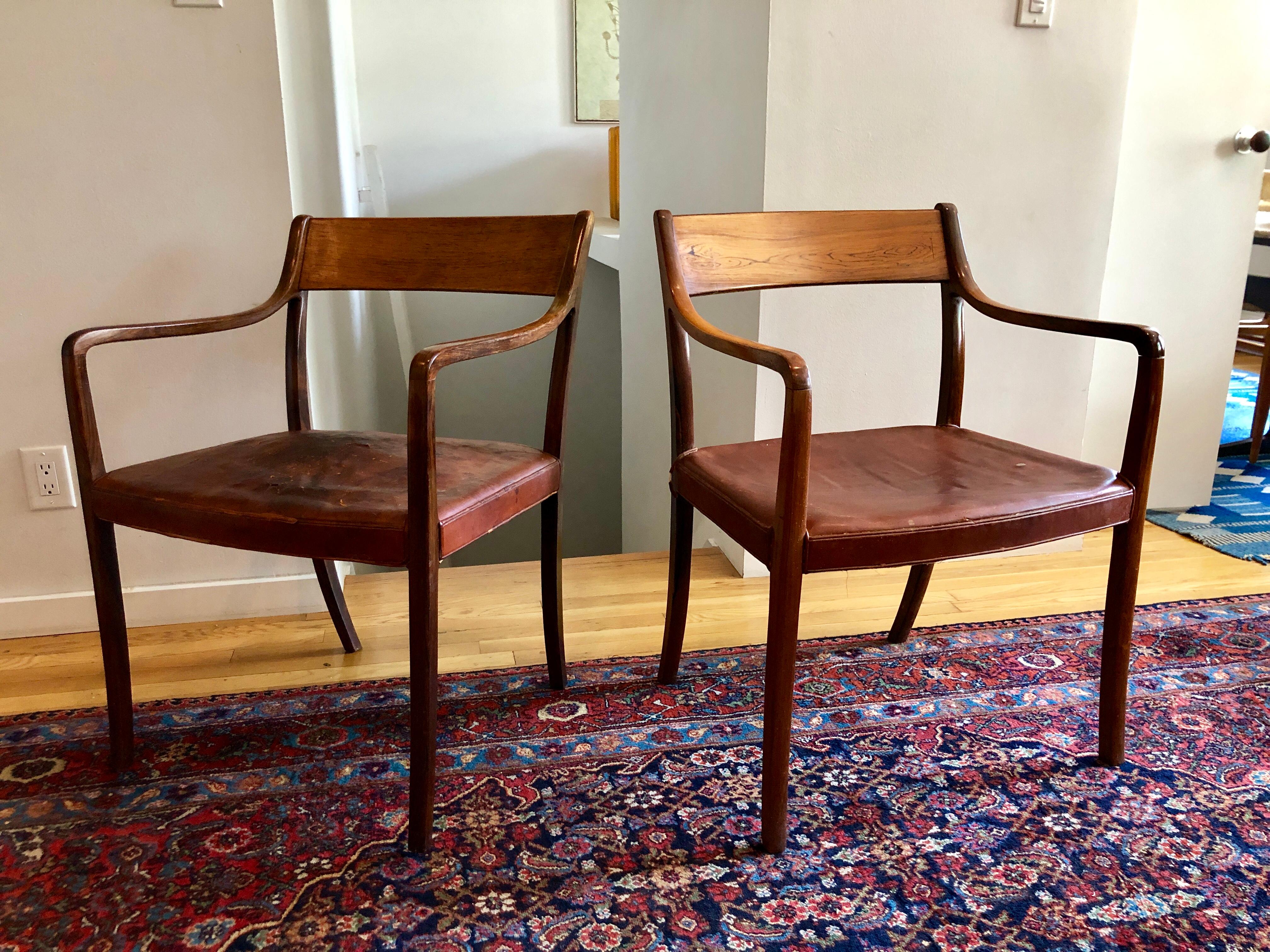 Nice Pair of Ole Wanscher Rosewood Armchairs for AJ Iversen For Sale 12