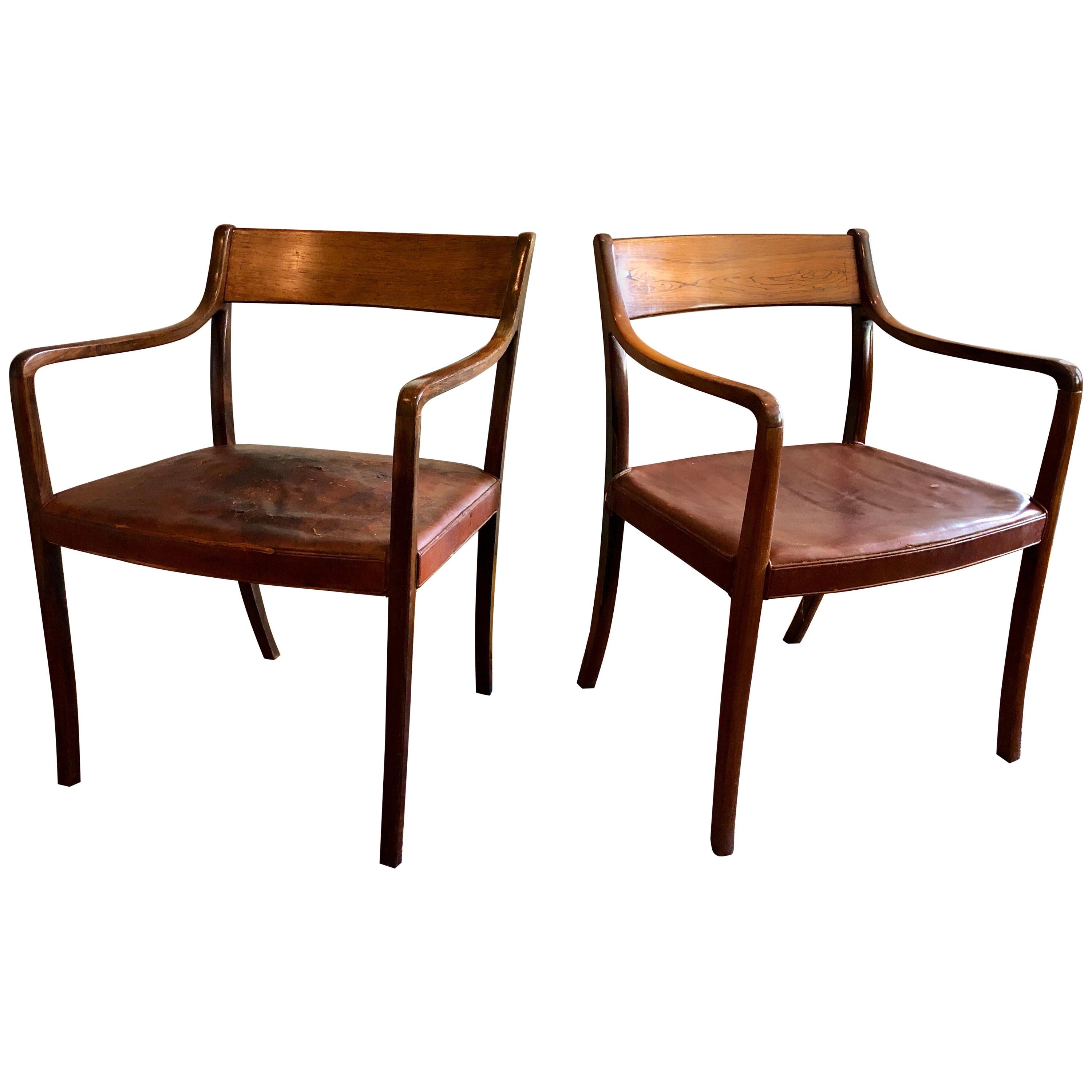 Nice Pair of Ole Wanscher Rosewood Armchairs for AJ Iversen