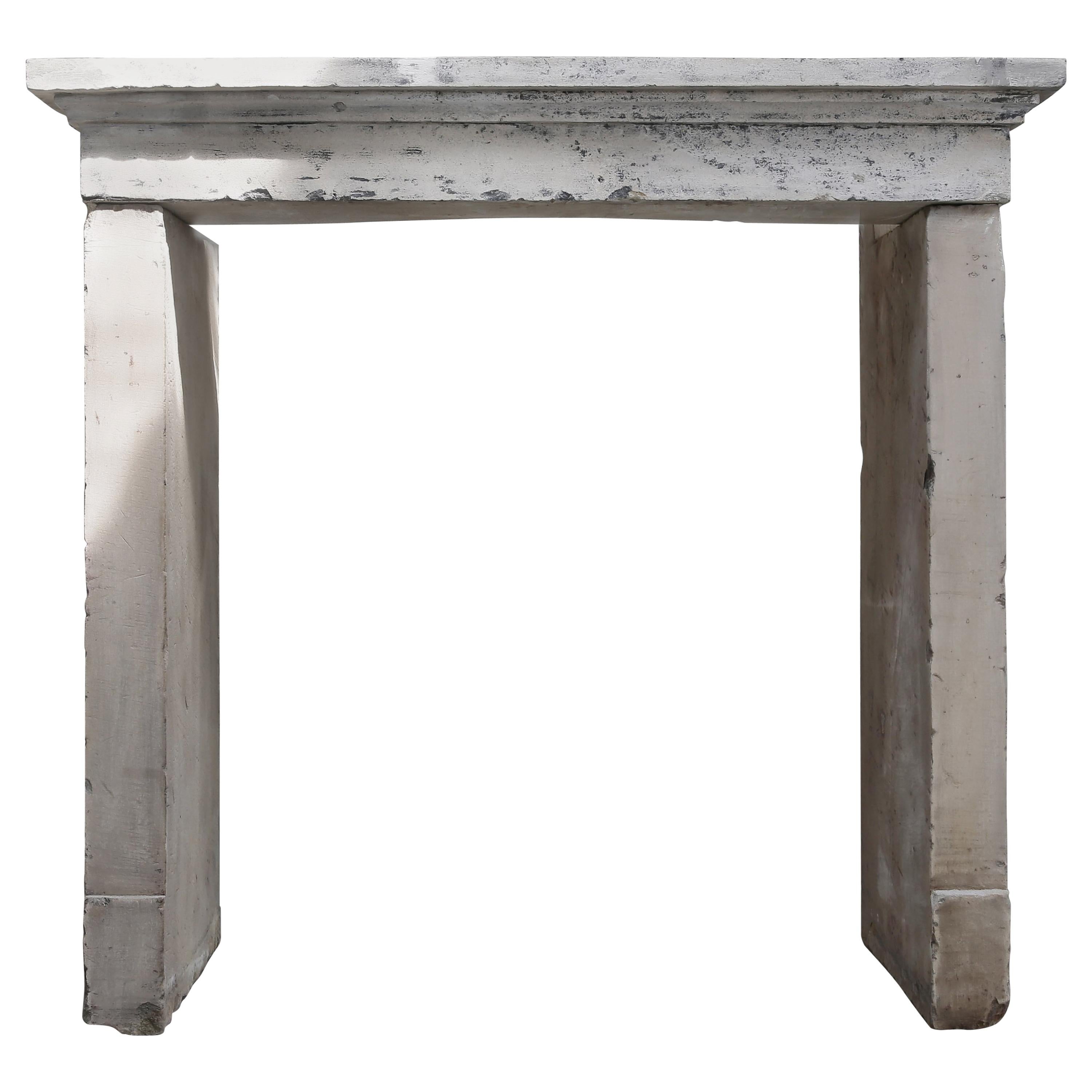 Nice Patinated Antique French Limestone Fireplace, 19th Century For Sale