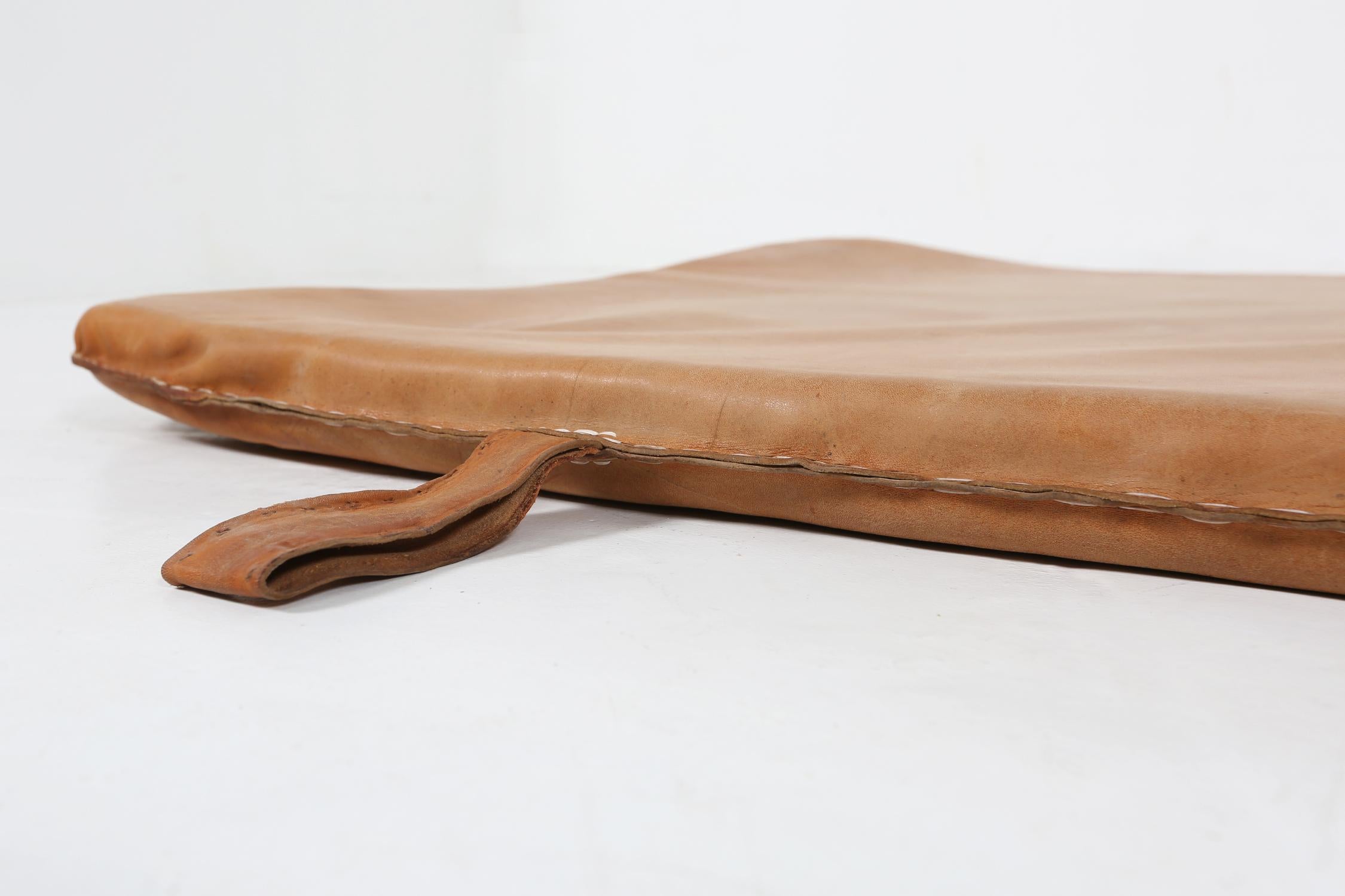 Mid-20th Century Nice patinated brown thick soft cow leather gym mat, Belgium, 1930s