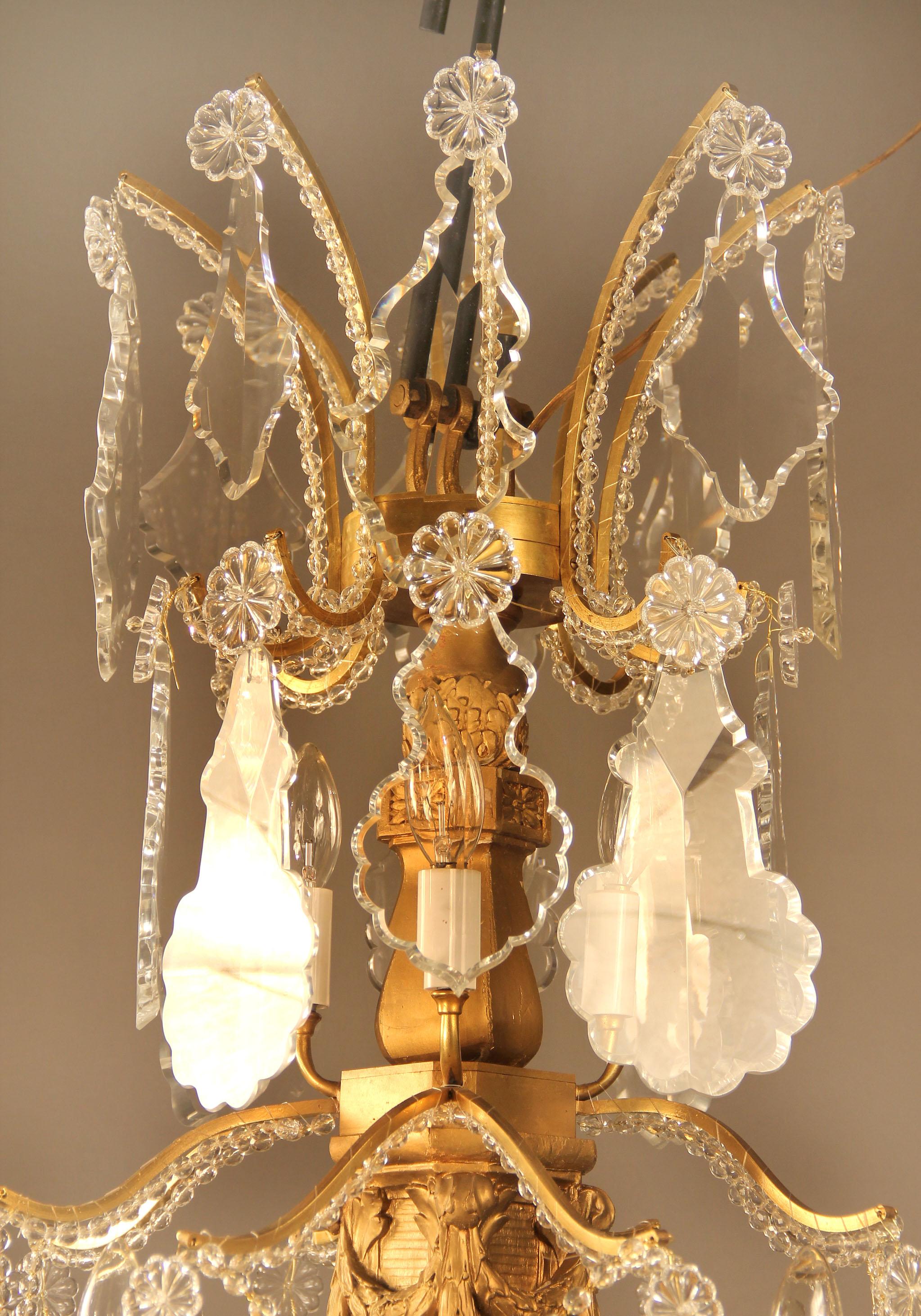 Belle Époque Nice Quality 19th Century Giltwood, Gilt Bronze and Baccarat Crystal Chandelier For Sale