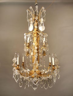 Nice Quality 19th Century Giltwood, Gilt Bronze and Baccarat Crystal Chandelier