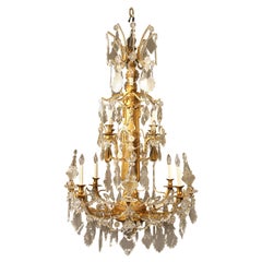 Nice Quality 19th Century Giltwood, Gilt Bronze and Baccarat Crystal Chandelier