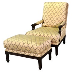 Nice Quality French Directoire Style Lounge Chair with Matching Ottoman 
