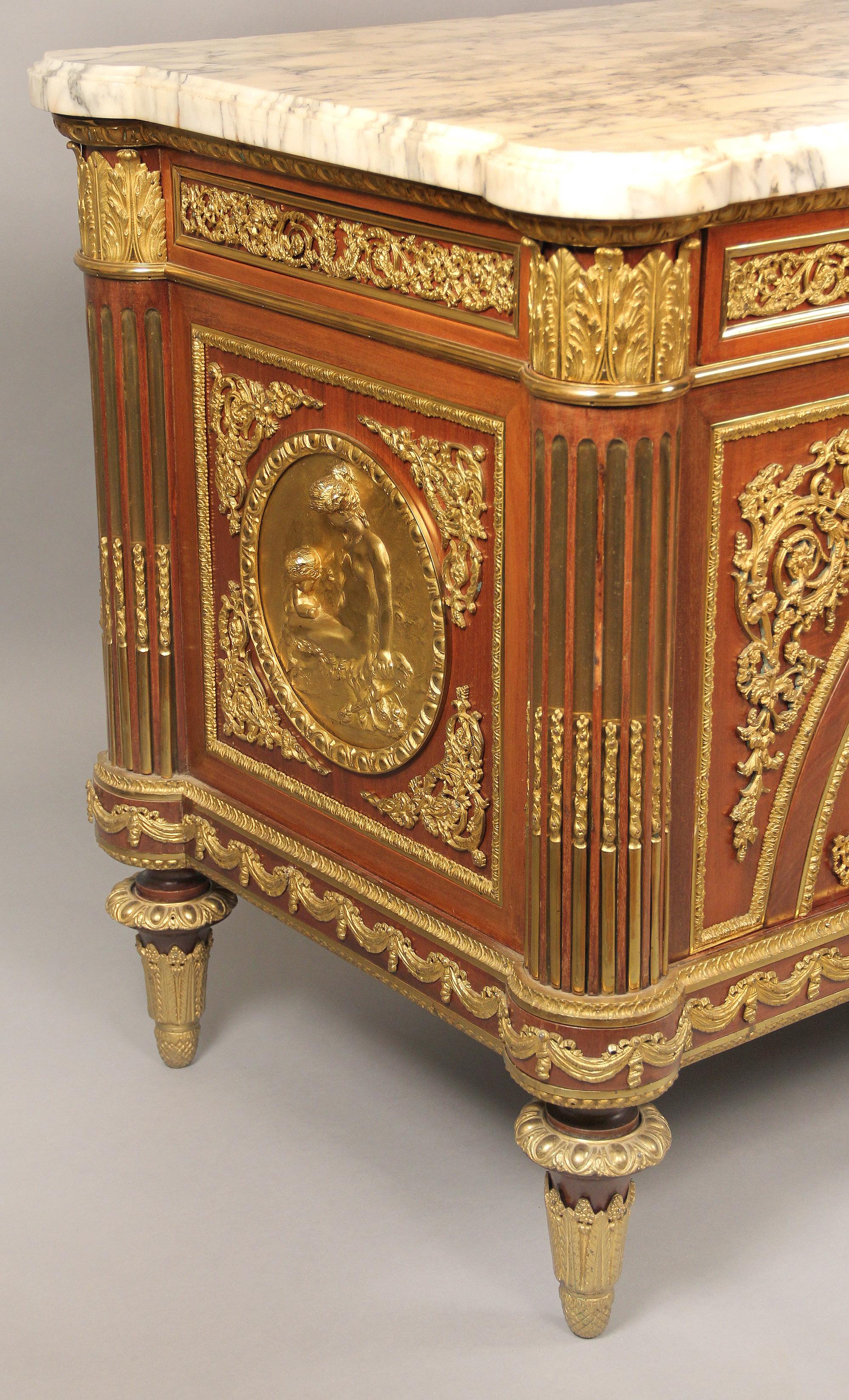 French Nice Quality Late 19th Century Gilt Bronze Mounted Commode A Vantaux, Léon Kahn