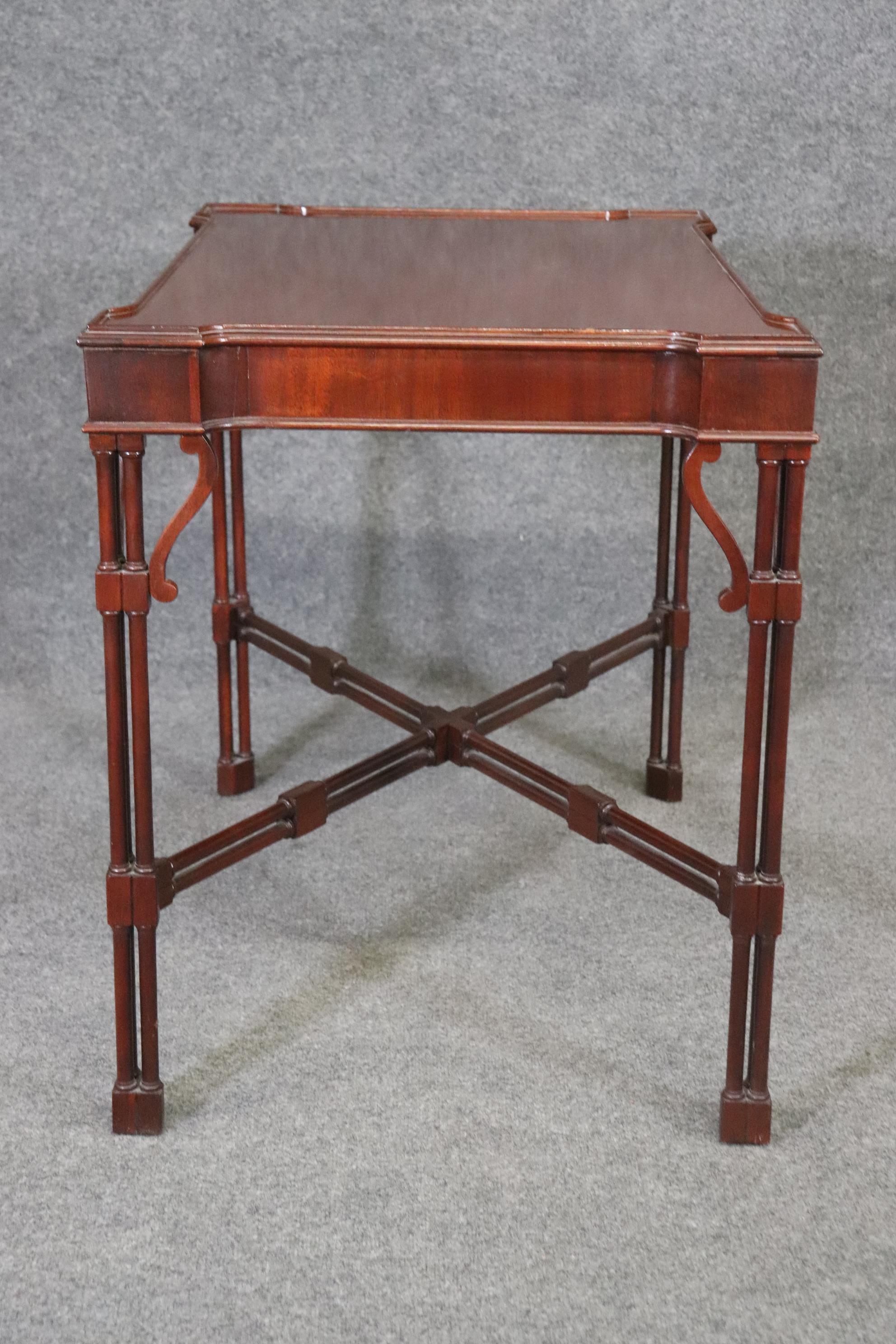 Late 20th Century Nice Quality Mahogany Drexel Faux Bamboo Chippendale Style Tea Center Table