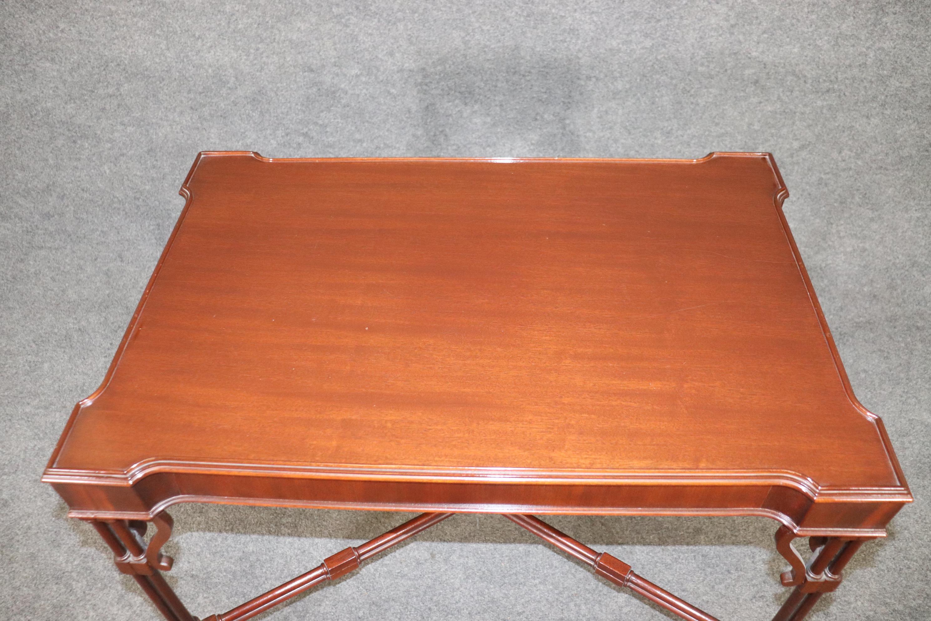 Nice Quality Mahogany Drexel Faux Bamboo Chippendale Style Tea Center Table 1