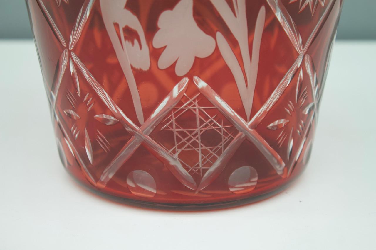 Mid-Century Modern Nice Red Glass Vase from France, 1950s