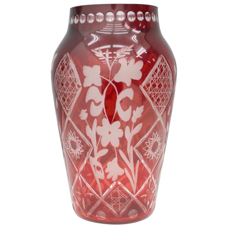 Nice Red Glass Vase from France, 1950s