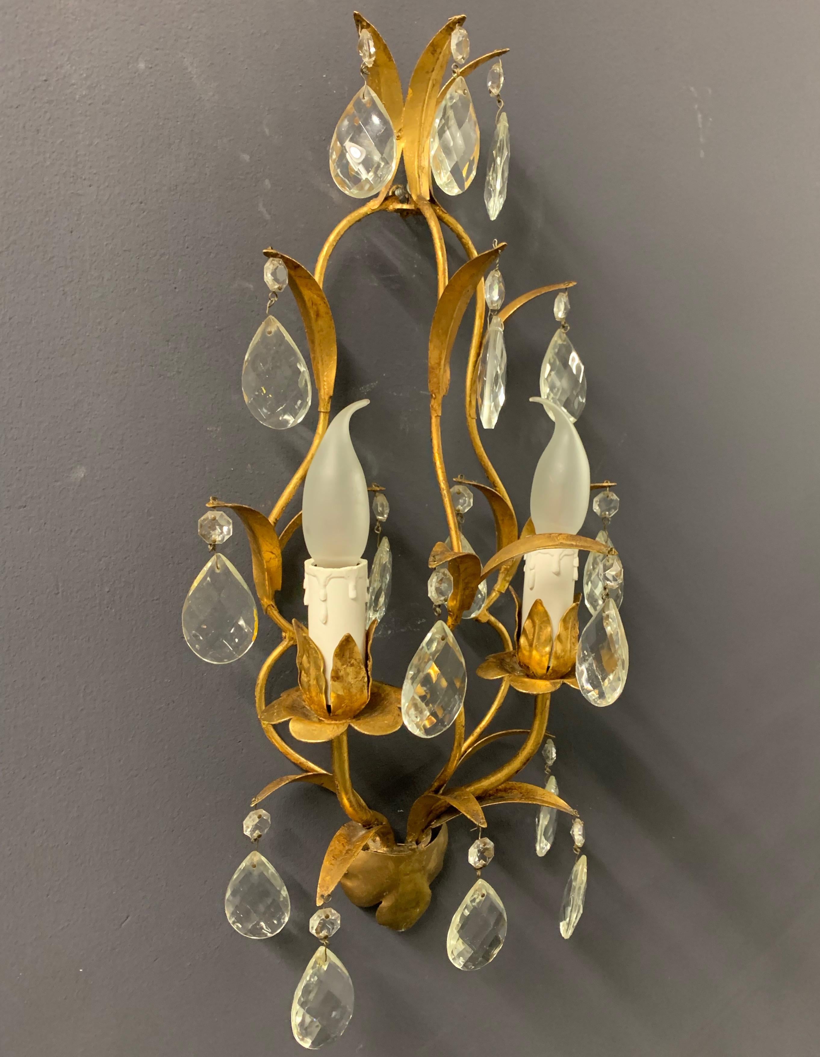Nice Set of 2 Florentine Wall Lamps For Sale 3