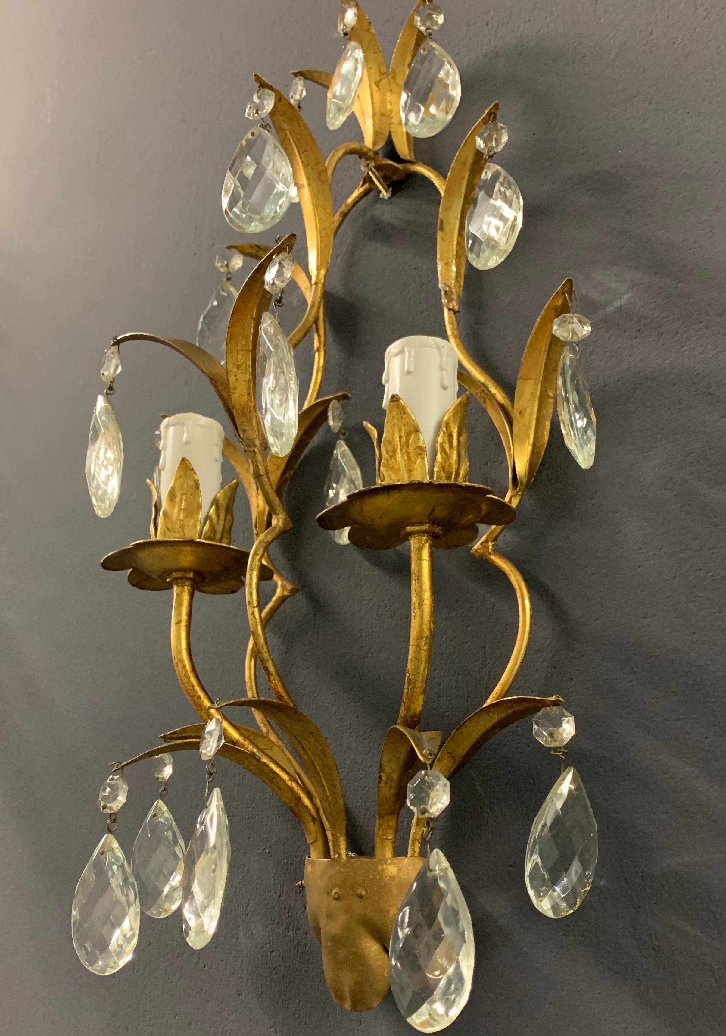 Nice Set of 2 Florentine Wall Lamps In Excellent Condition For Sale In Munich, DE