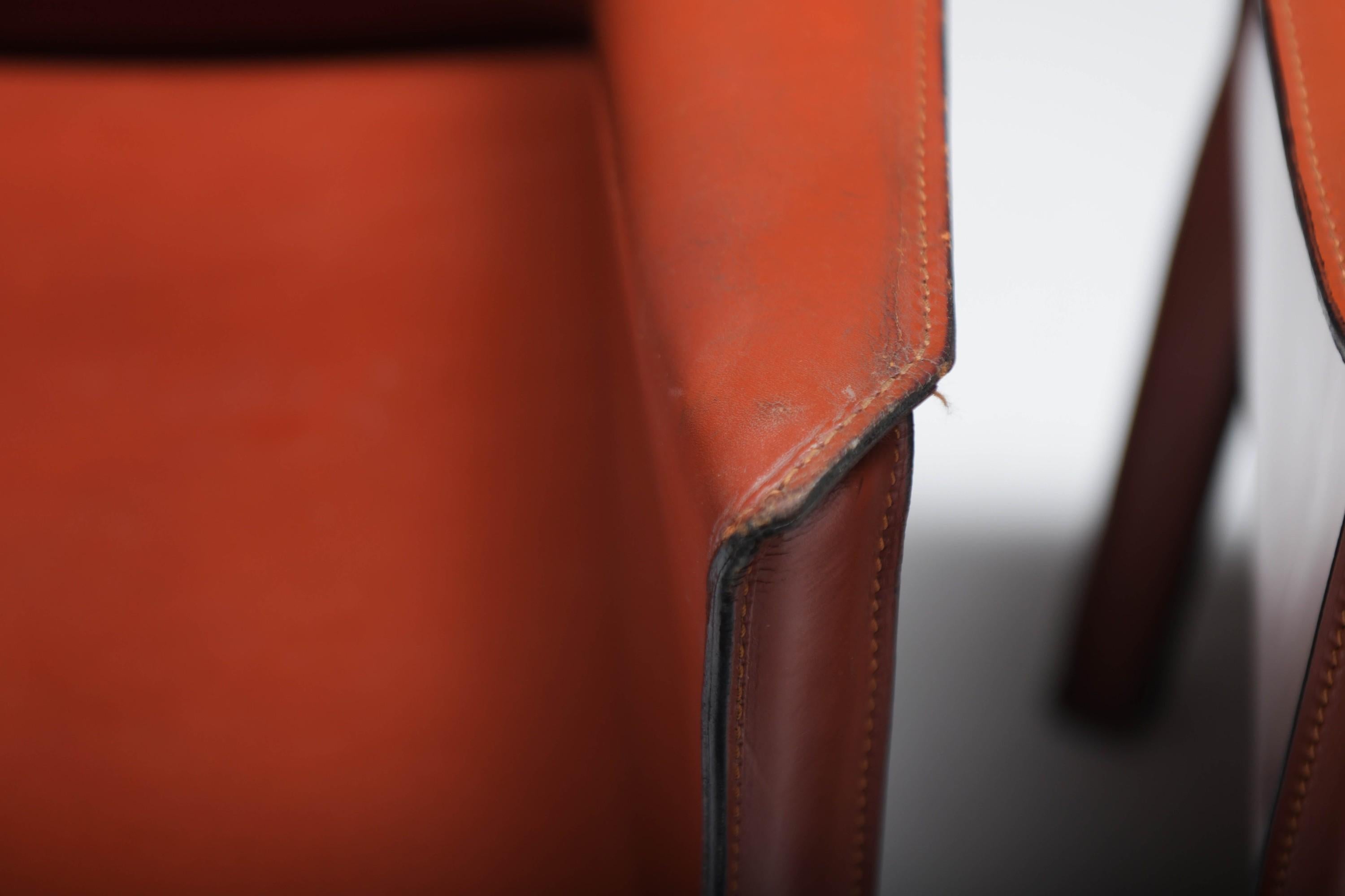 Nice set of 6 burgundy leather Cab 413 chairs - Mario Bellini - CASSINA Italy 1