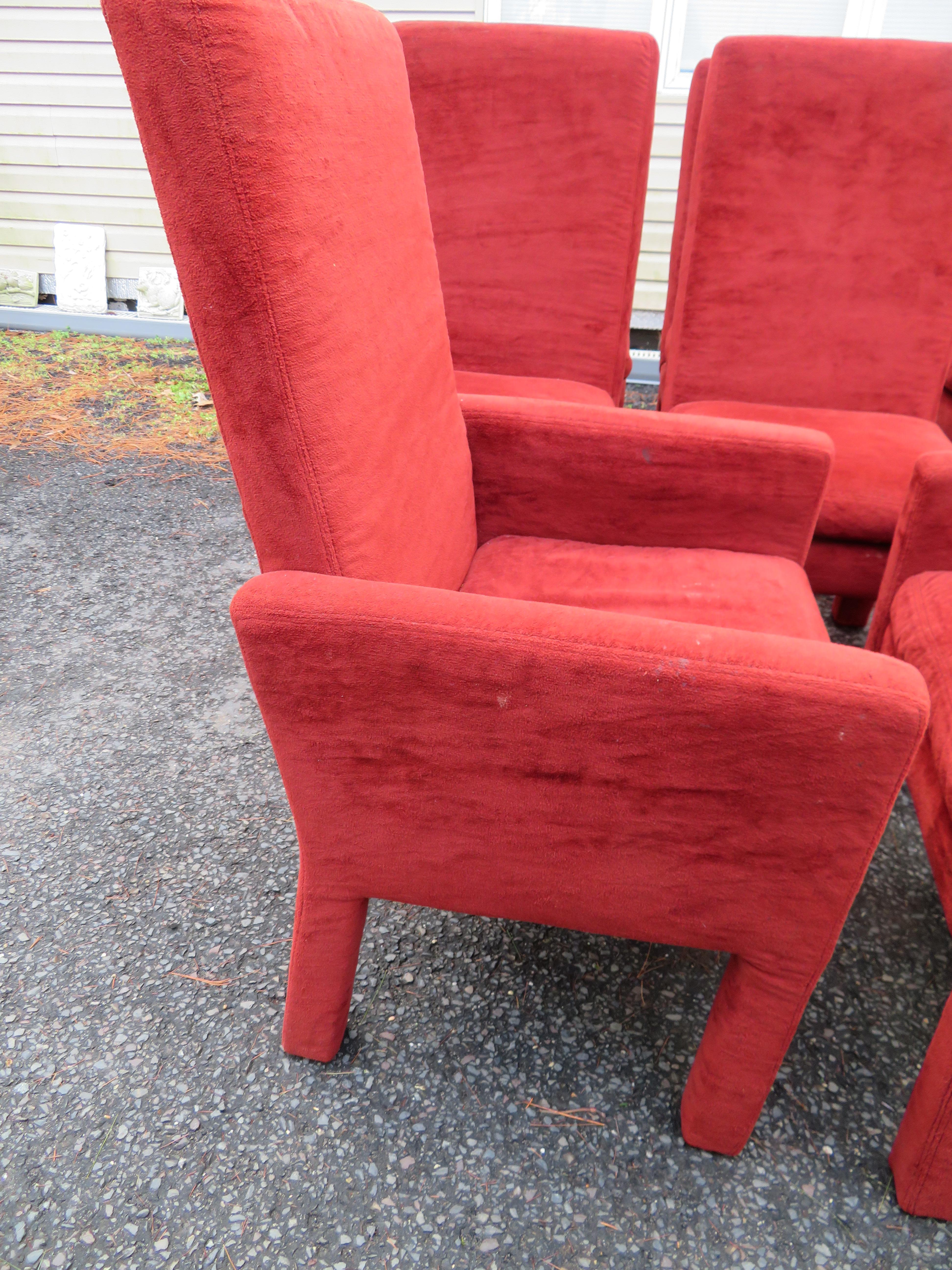 Nice Set of 8 Milo Baughman Upholstered Parson Chairs Mid-Century Modern For Sale 4