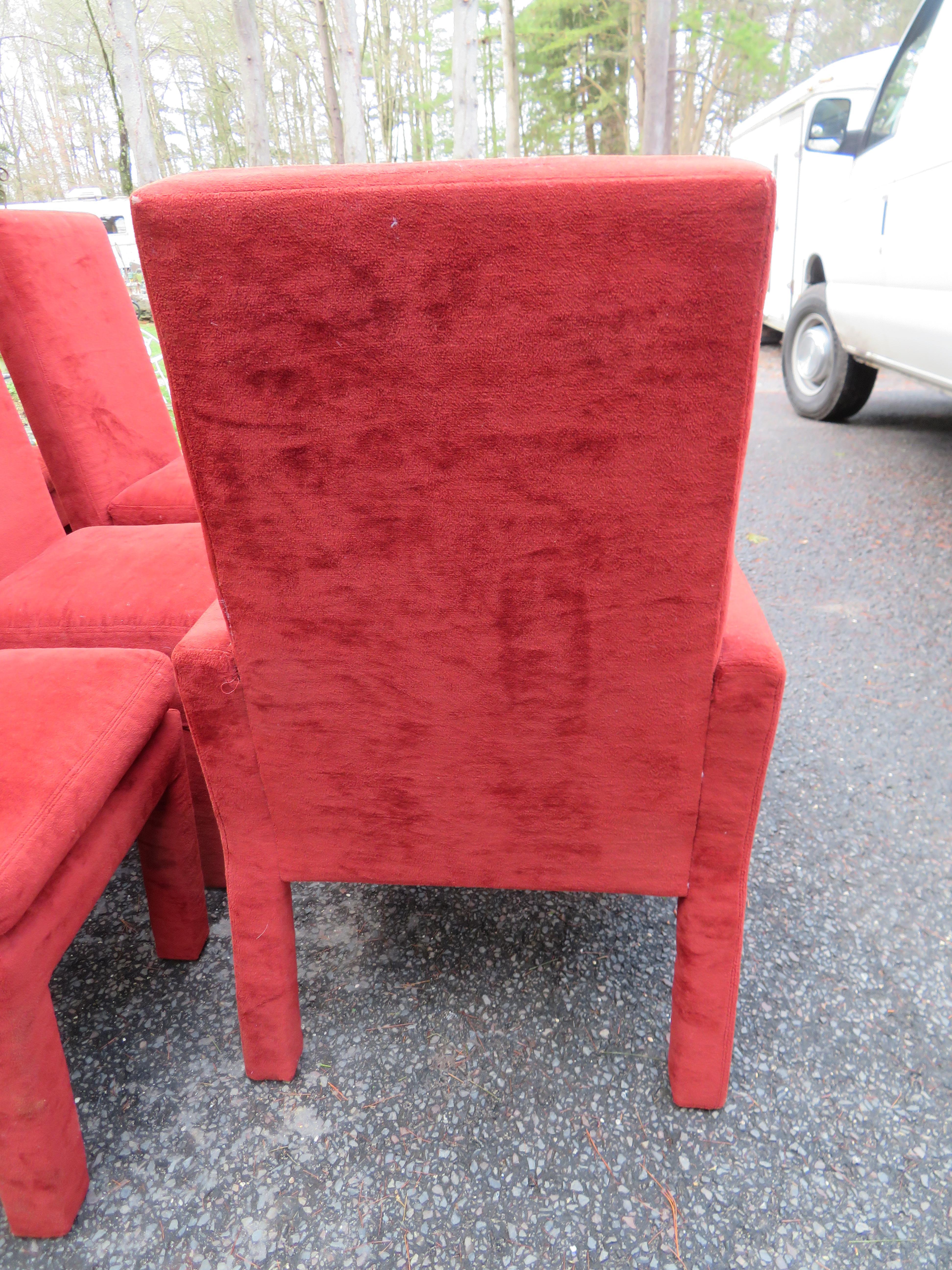 Nice Set of 8 Milo Baughman Upholstered Parson Chairs Mid-Century Modern For Sale 5