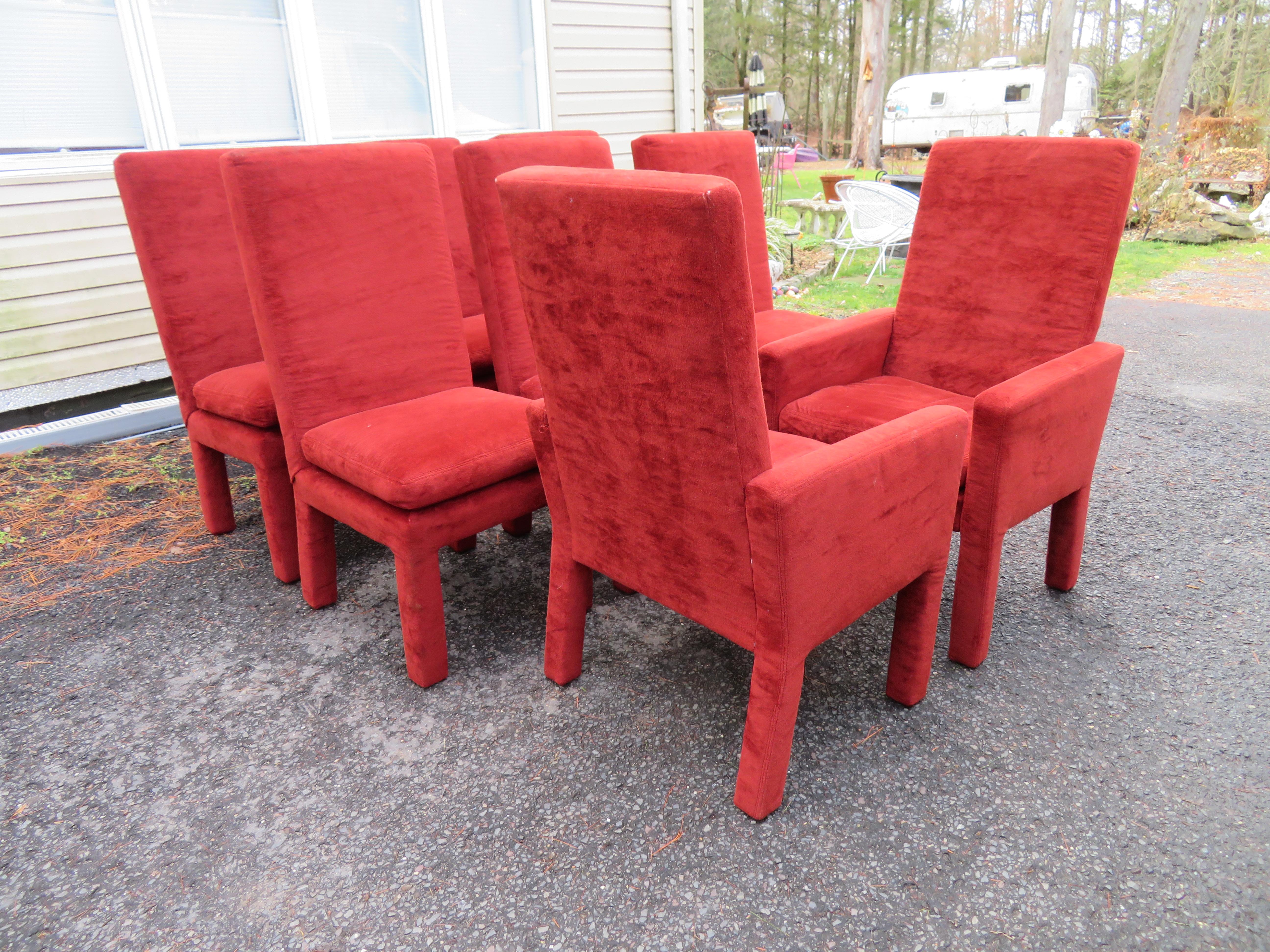 Nice Set of 8 Milo Baughman Upholstered Parson Chairs Mid-Century Modern For Sale 6