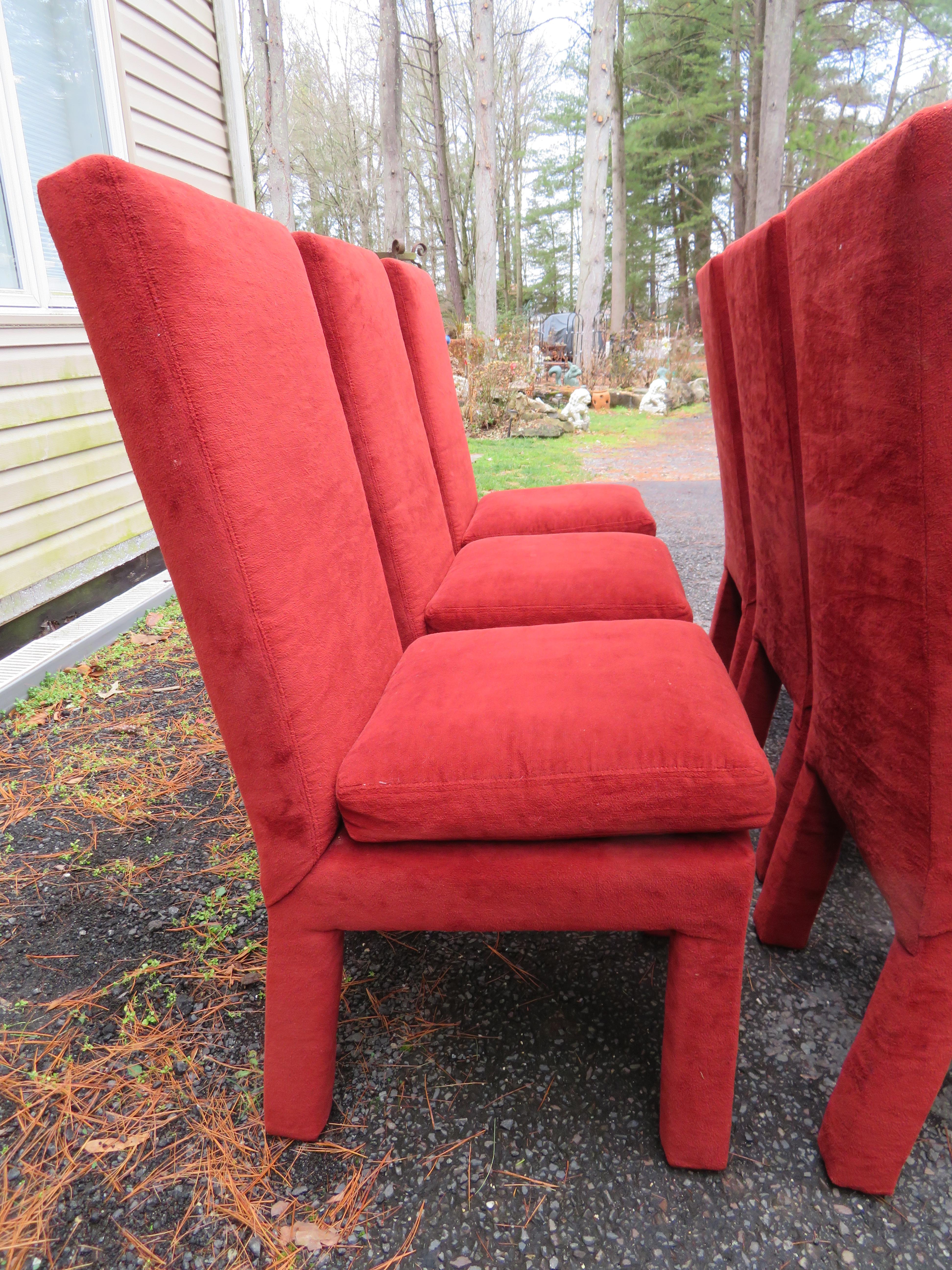 Nice Set of 8 Milo Baughman Upholstered Parson Chairs Mid-Century Modern In Good Condition For Sale In Pemberton, NJ