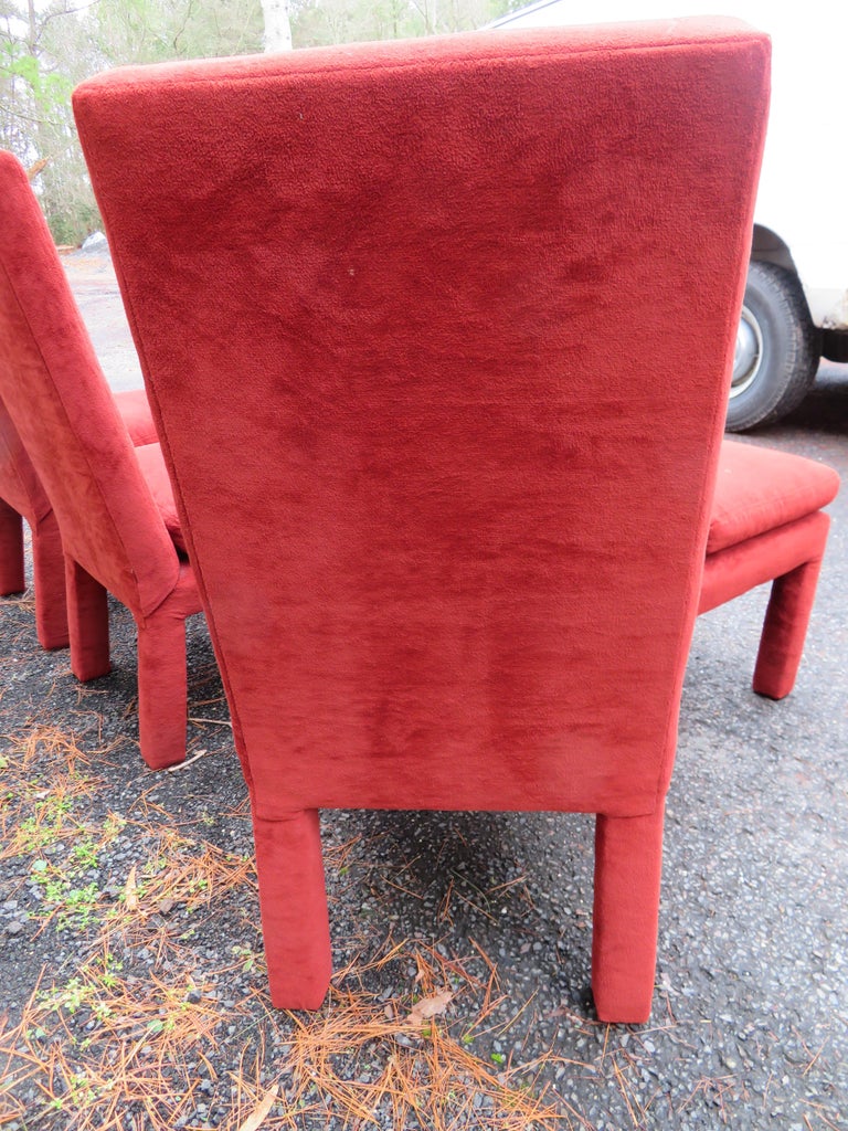 Nice Set of 8 Milo Baughman Upholstered Parson Chairs MidCentury