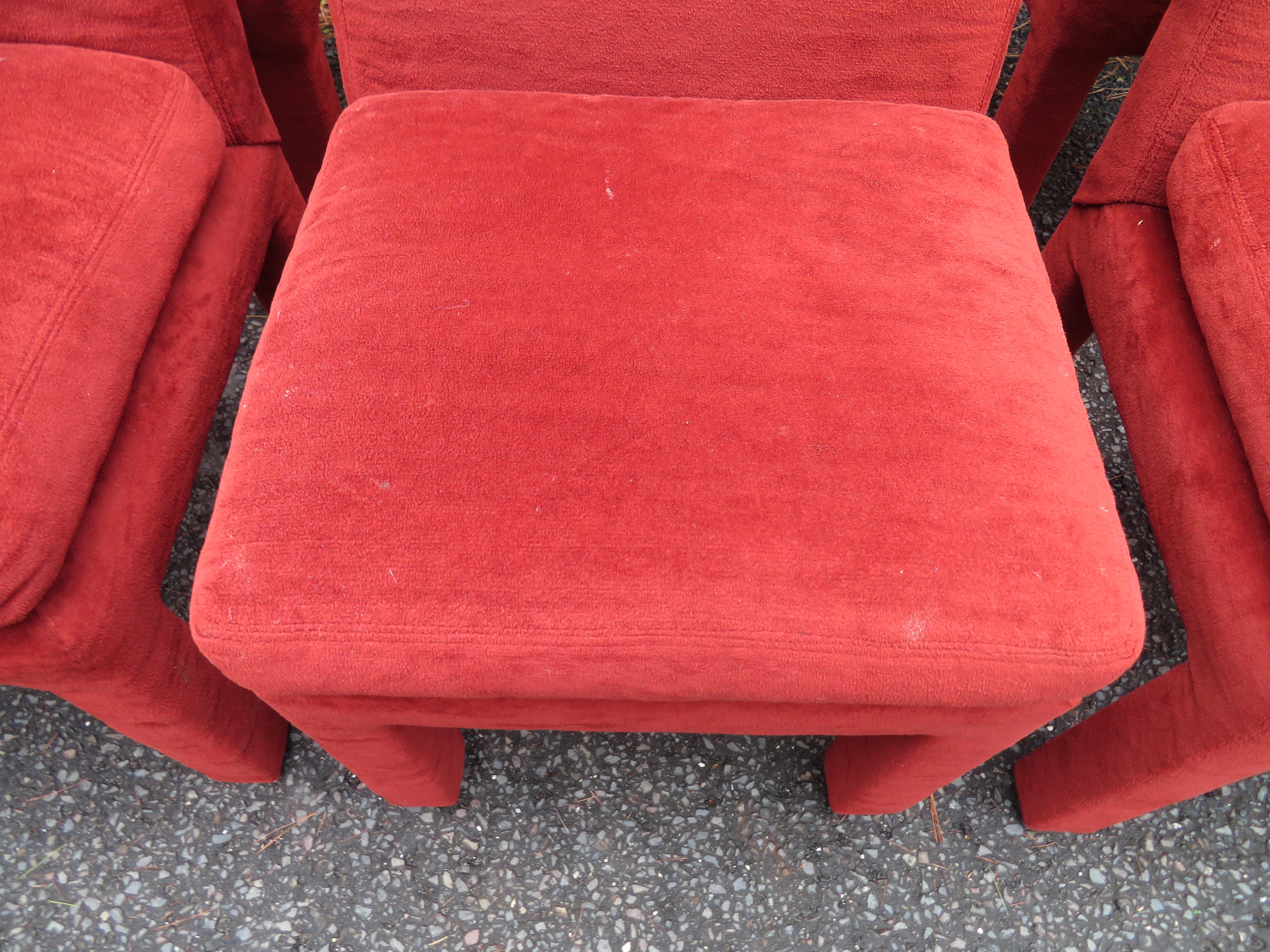 Nice Set of 8 Milo Baughman Upholstered Parson Chairs Mid-Century Modern For Sale 2