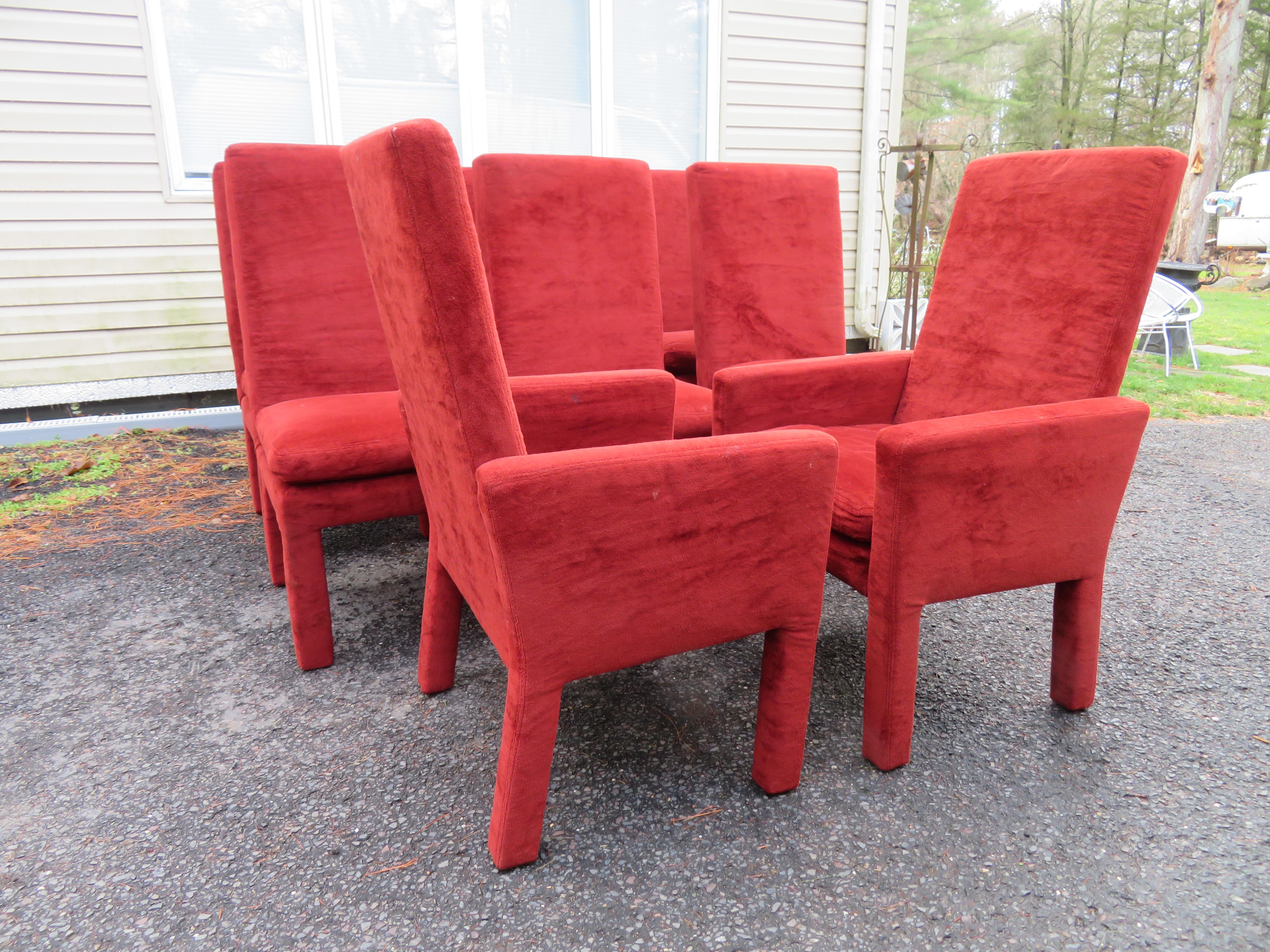 Nice Set of 8 Milo Baughman Upholstered Parson Chairs Mid-Century Modern For Sale 3