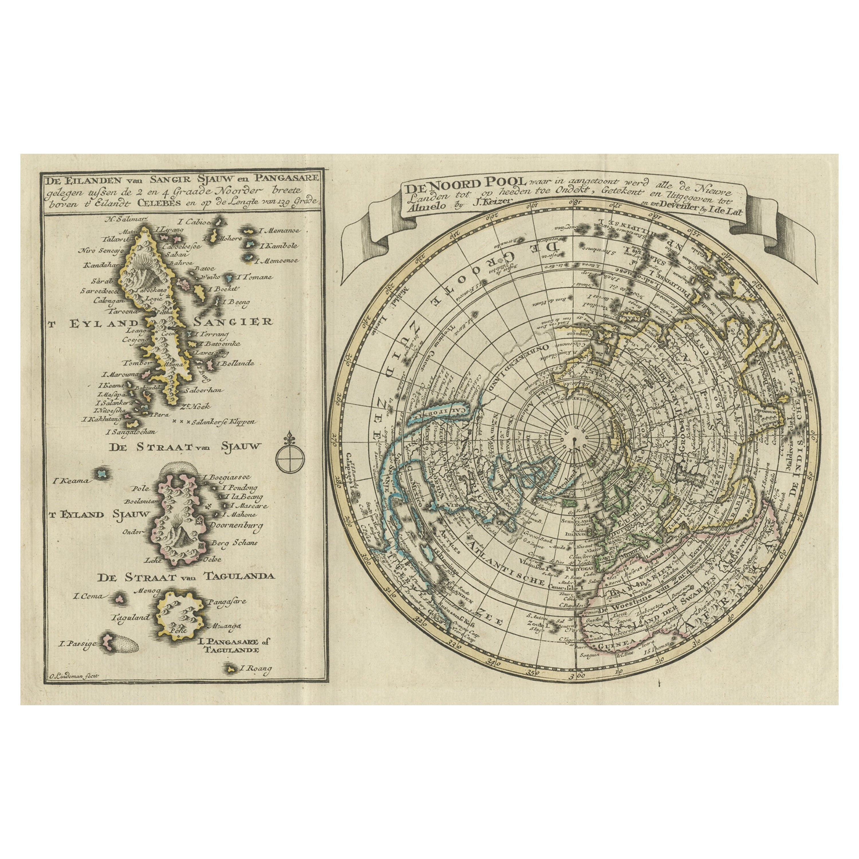 Bel foglio dell'arcipelago di Sangihe in Indonesia e dell'isola di California, 1788