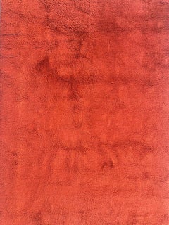 Bonita alfombra tribal marroquí monocolor de fondo rojo anaranjado