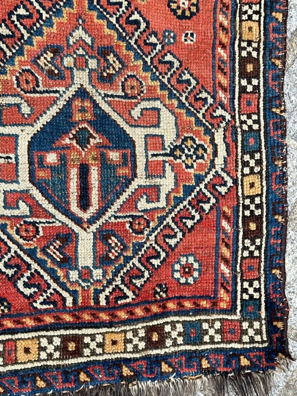 Nette kleine Tasche Gesicht antike qashqai Teppich (Asiatisch) im Angebot
