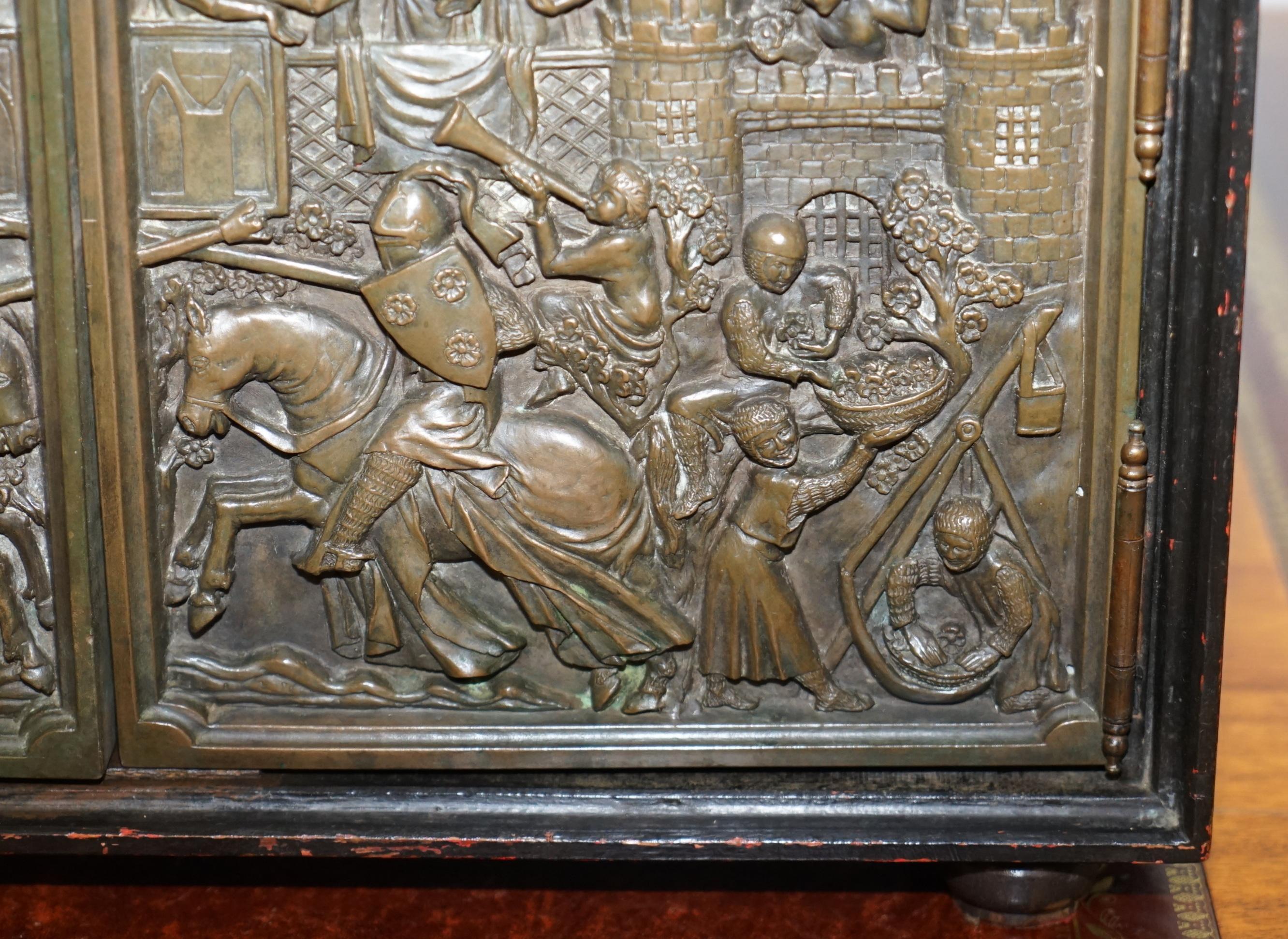 Nice Small Cabinet or Cupboard with Bronze Doors Depicting a Jousting Tournament 3