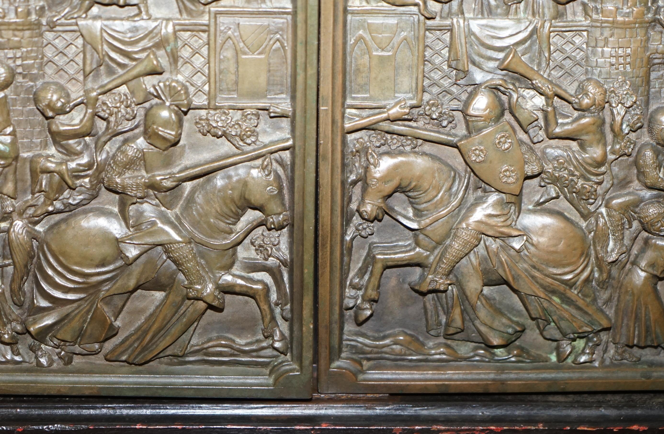 Nice Small Cabinet or Cupboard with Bronze Doors Depicting a Jousting Tournament 4
