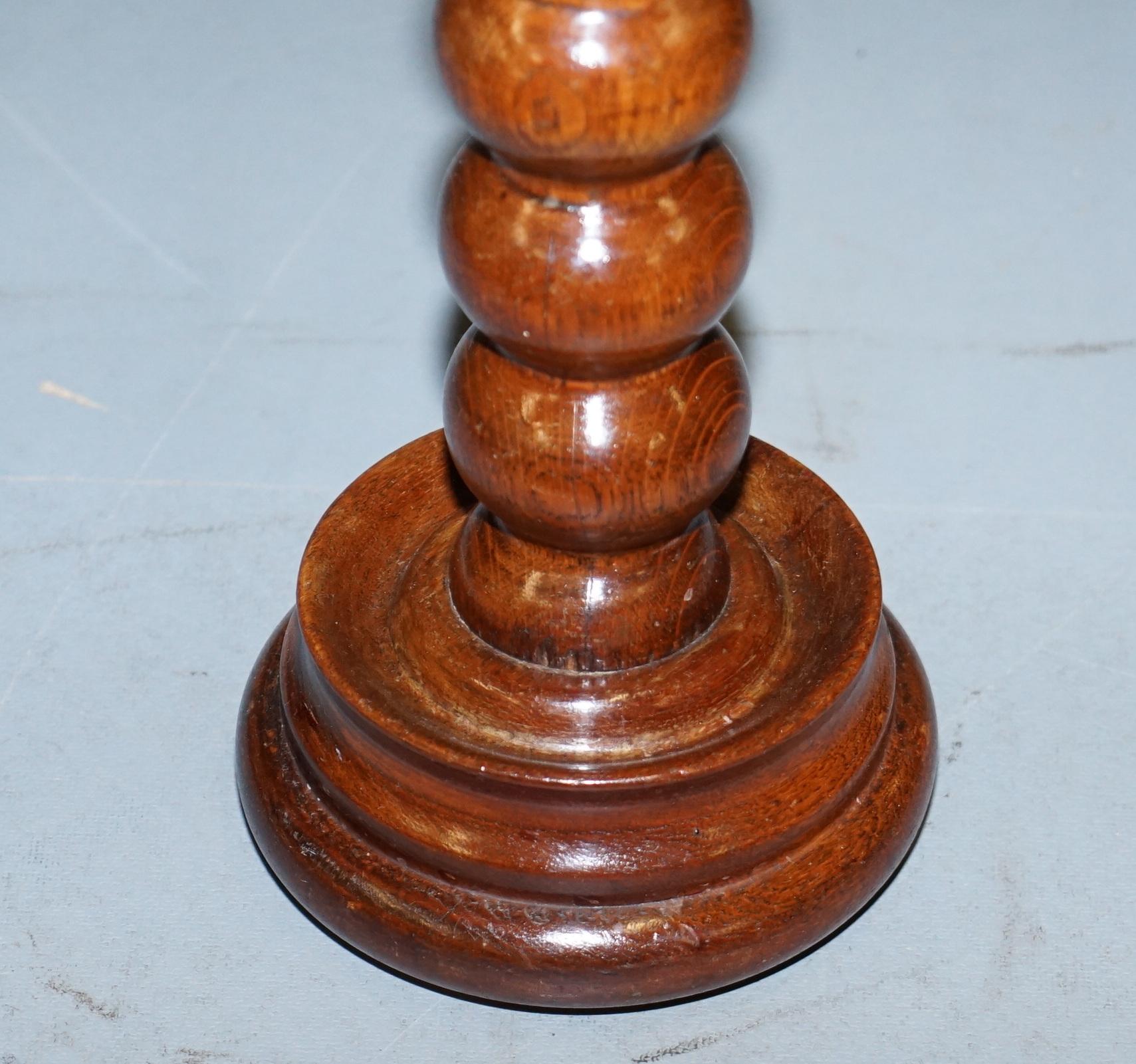 Hand-Crafted Nice Small Chunky Victorian Walnut Bobbin Turned Pillar Side End Lamp Wine Table