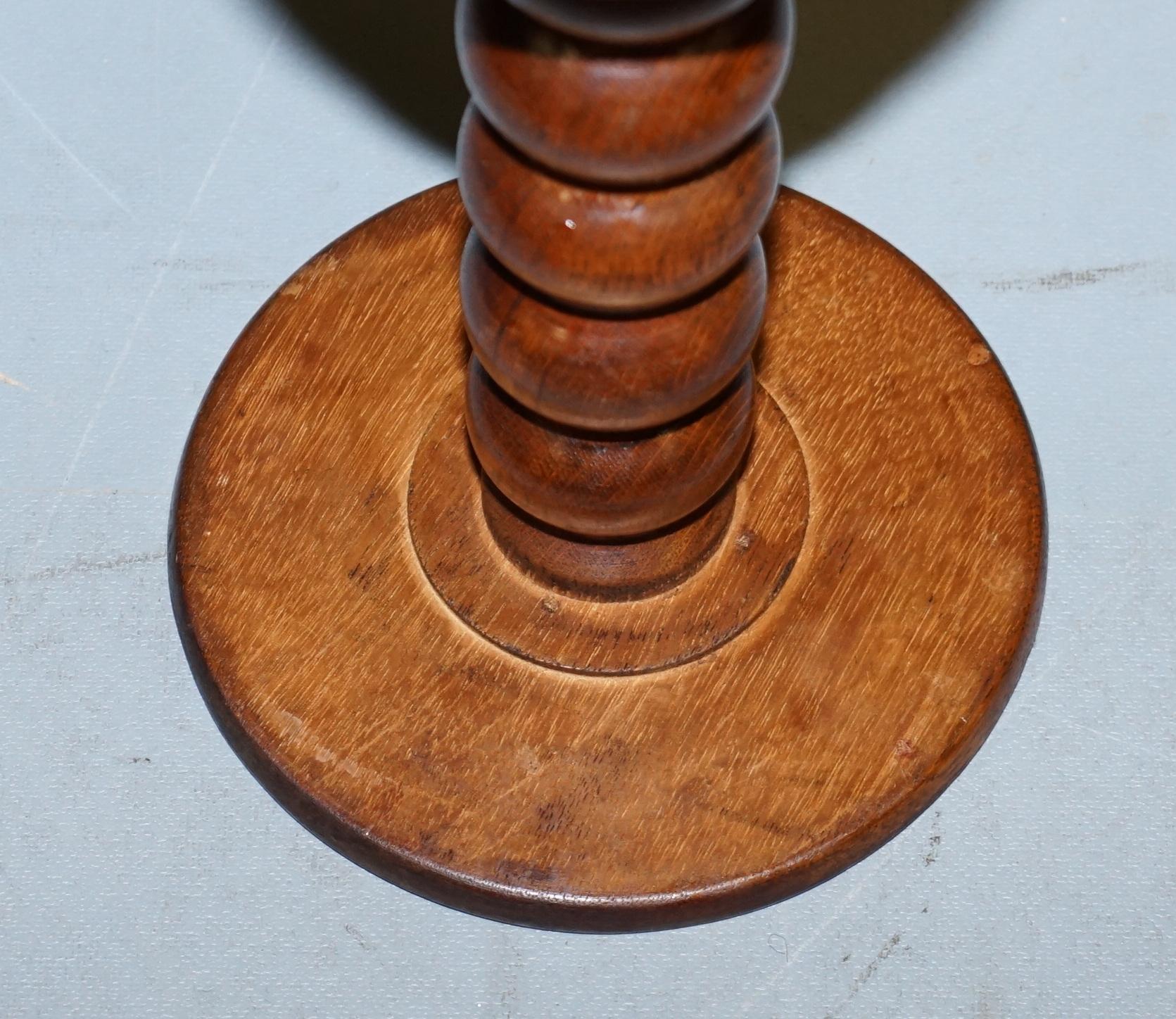 Nice Small Chunky Victorian Walnut Bobbin Turned Pillar Side End Lamp Wine Table 4
